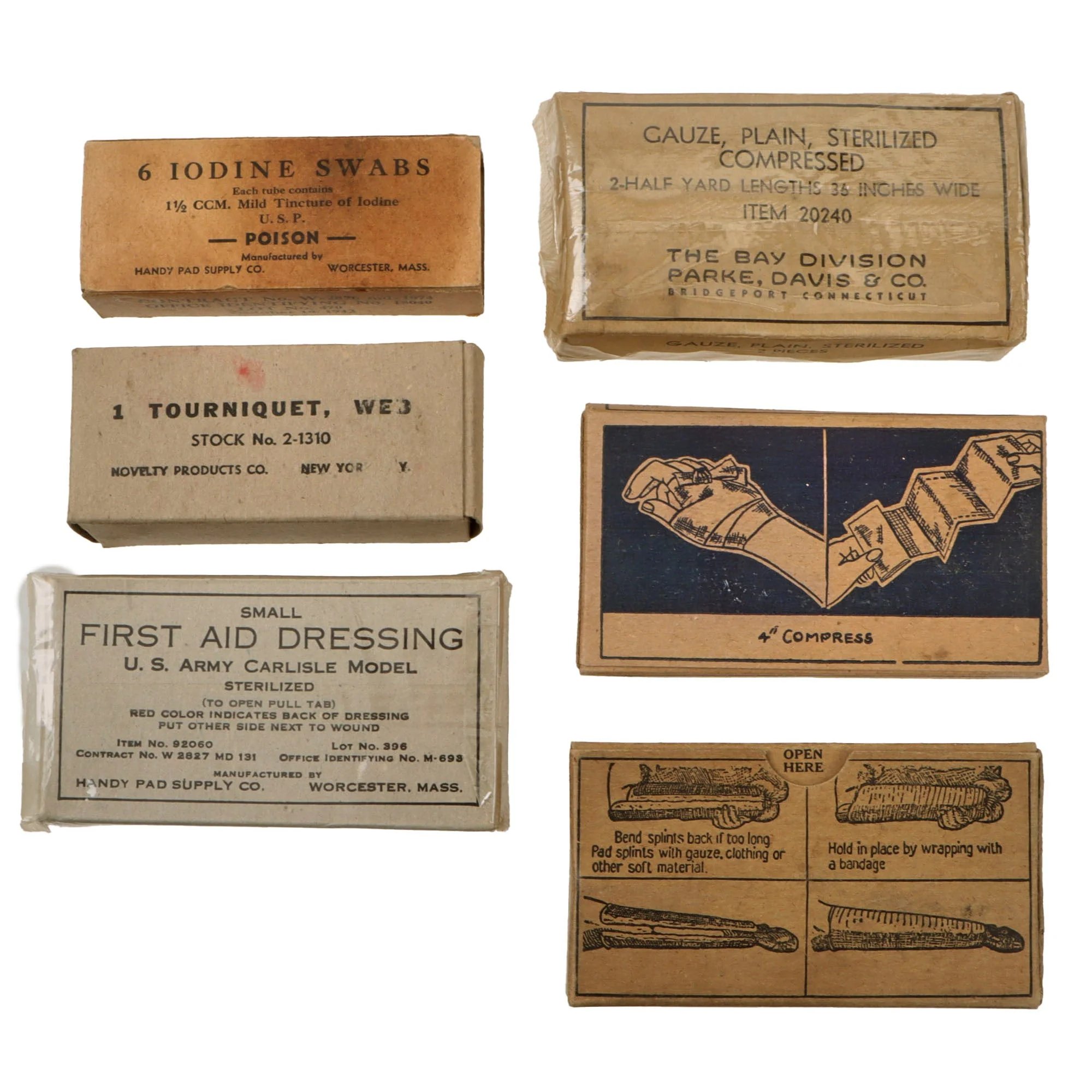Original U.S. WWII Combat Medic Bandage Lot with Carlisle Bandages & Tourniquets, Iodine Swabs, and More - 31 Items Total — image 12