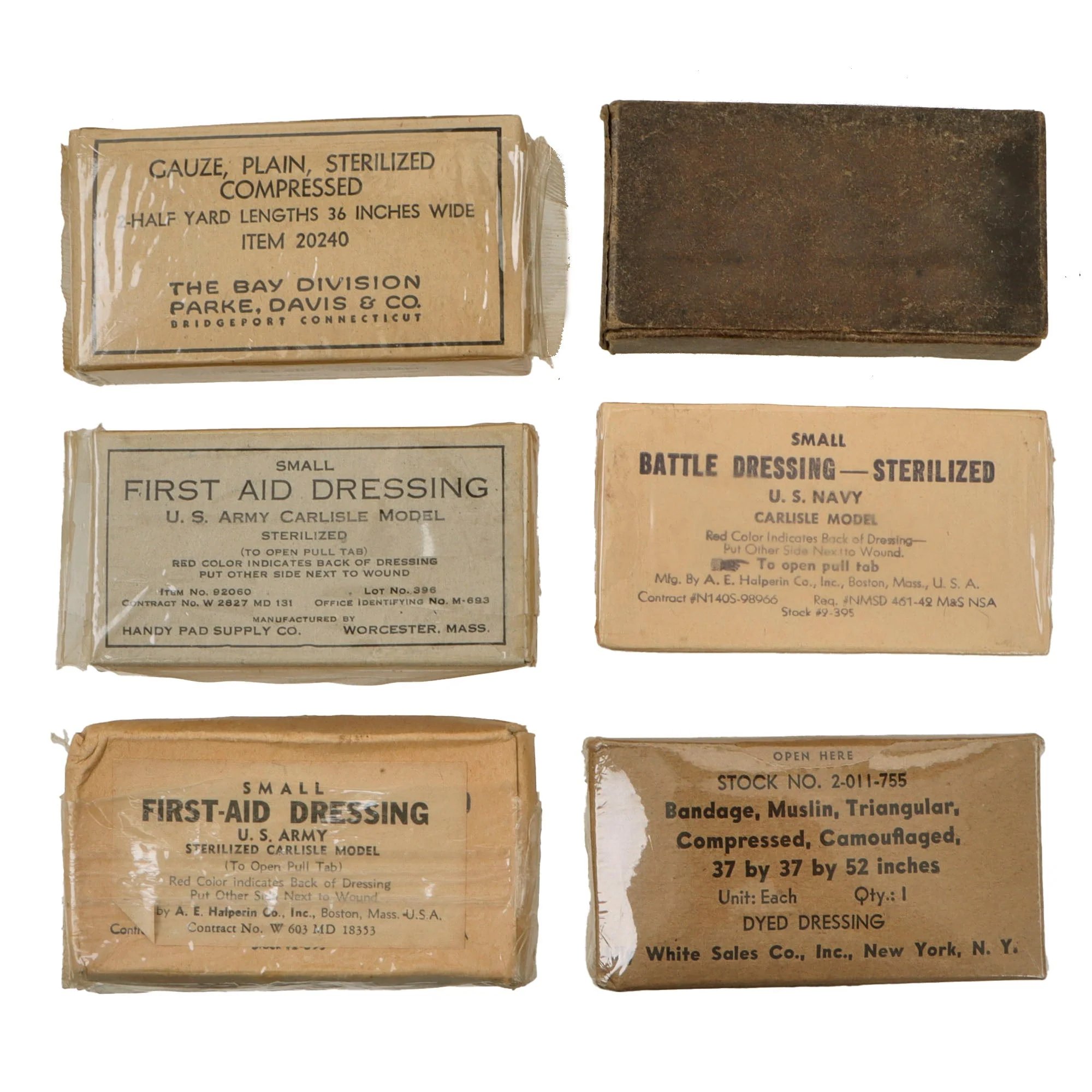Original U.S. WWII Combat Medic Bandage Lot with Carlisle Bandages & Tourniquets, Iodine Swabs, and More - 31 Items Total — image 4