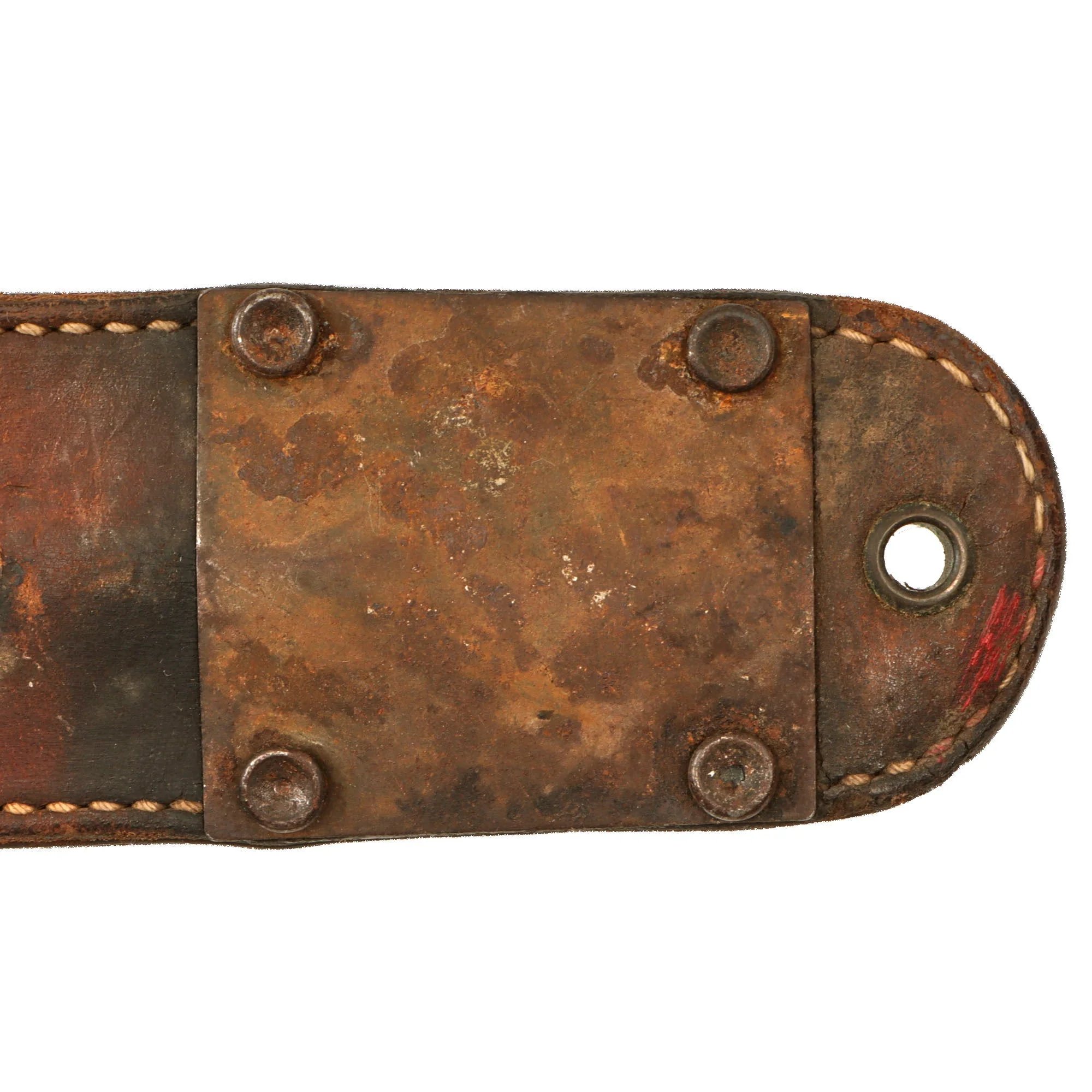 Original U.S. WWII 'Commercial' M3 Fighting Knife with Black Plastic Spacers & Damaged Private Purchase M6 Scabbard Likely by Barwood — image 11
