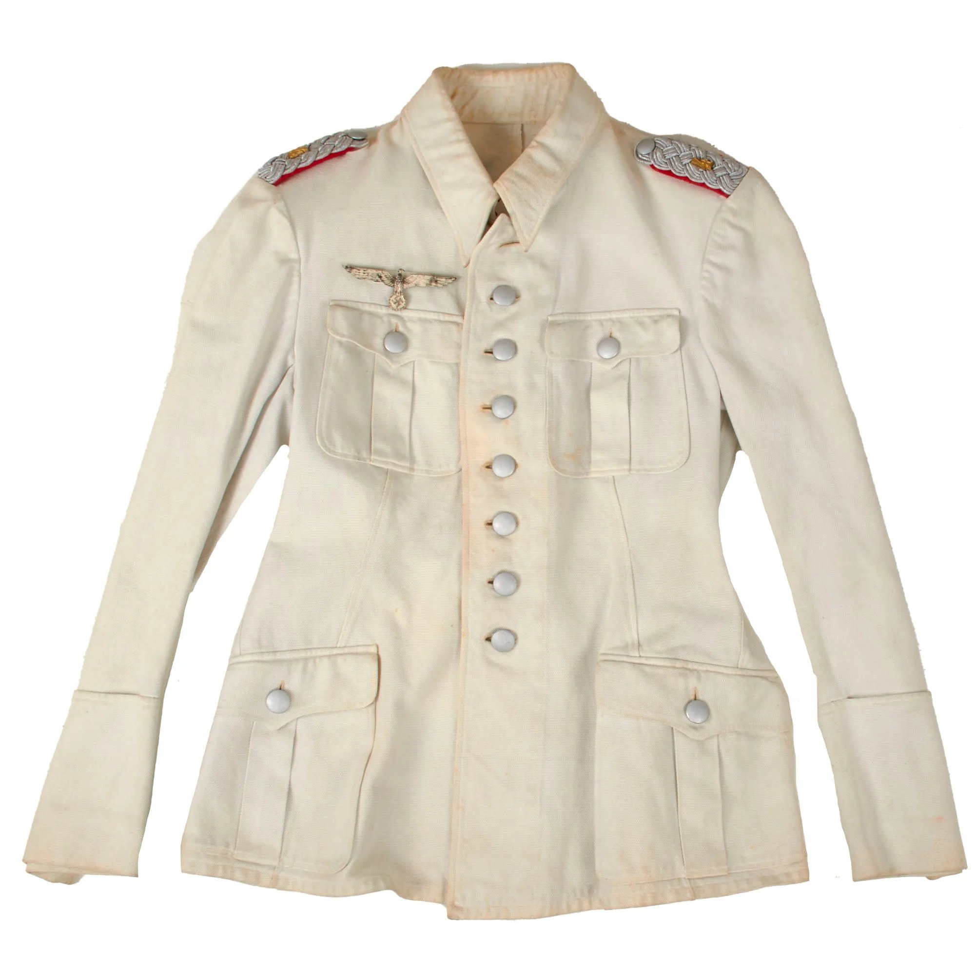 Original German WWII Heer Army 4th Artillery Major Officer Summer White Uniform Tunic — image 11
