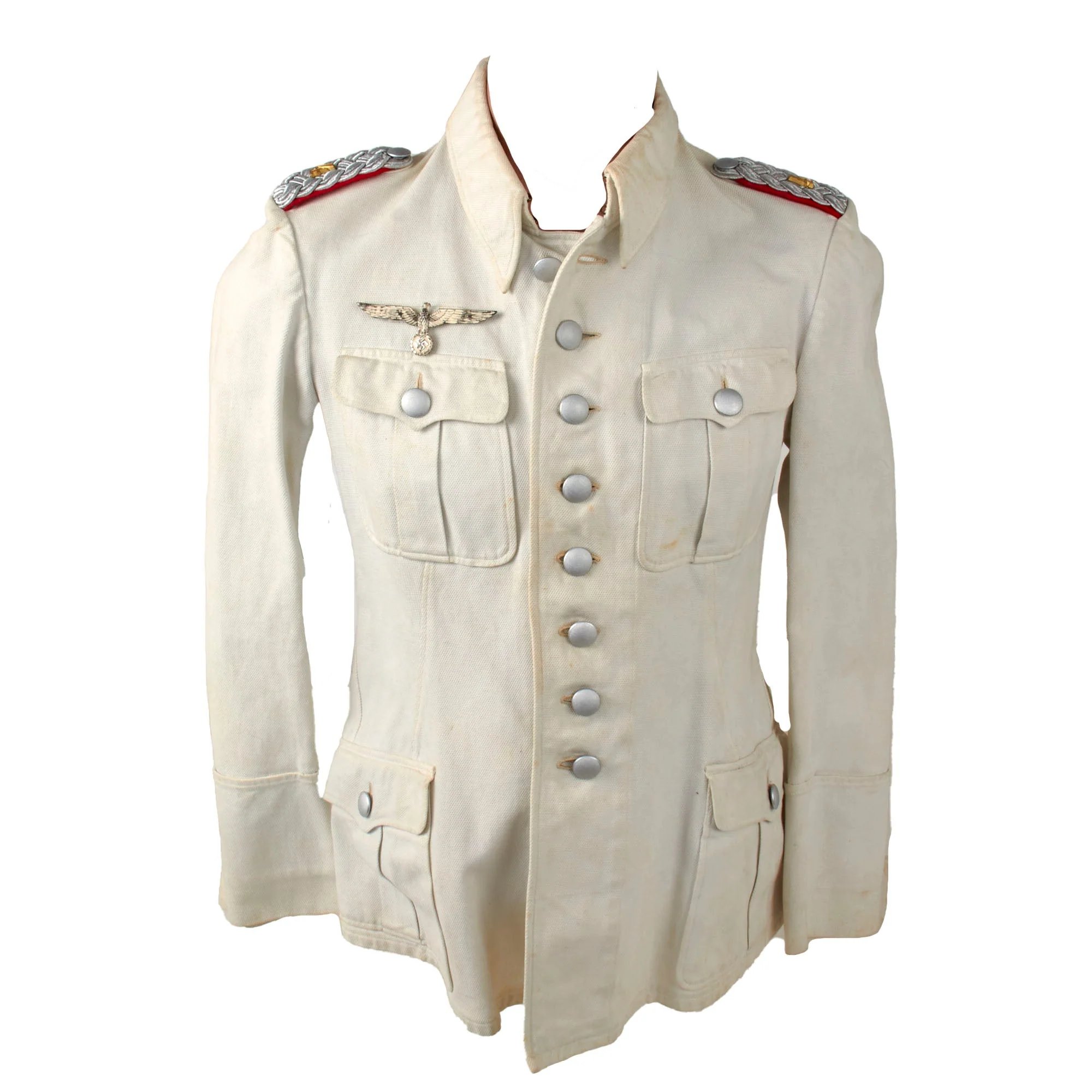 Original German WWII Heer Army 4th Artillery Major Officer Summer White Uniform Tunic — image 2