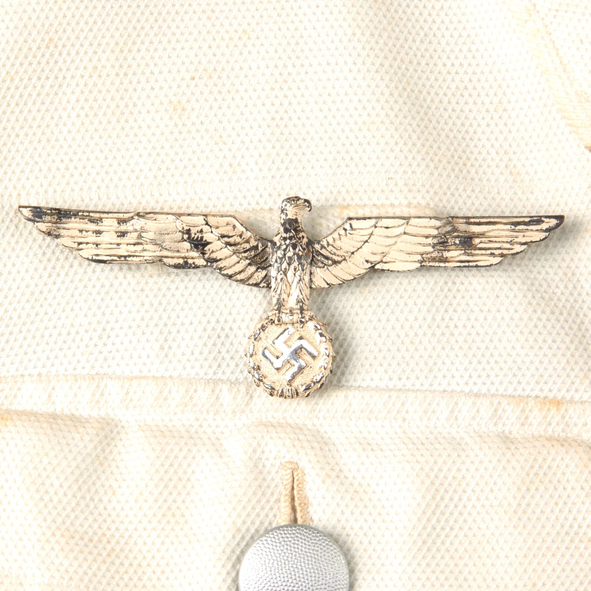 Original German WWII Heer Army 4th Artillery Major Officer Summer White Uniform Tunic — image 3