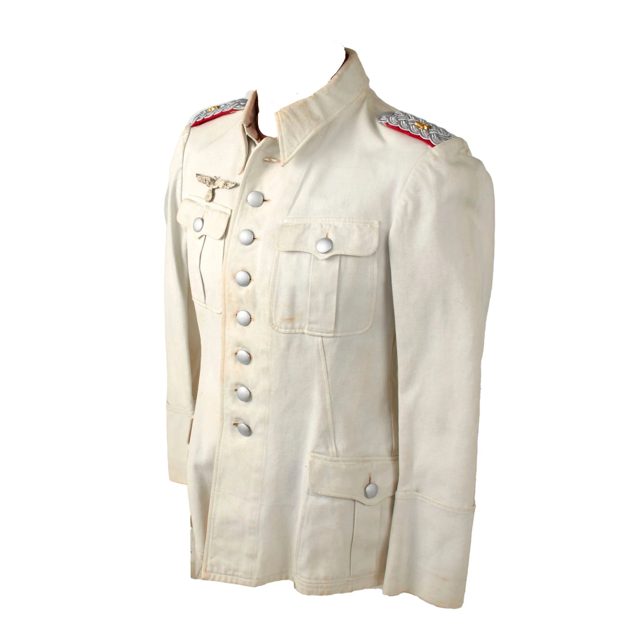 Original German WWII Heer Army 4th Artillery Major Officer Summer White Uniform Tunic — image 4