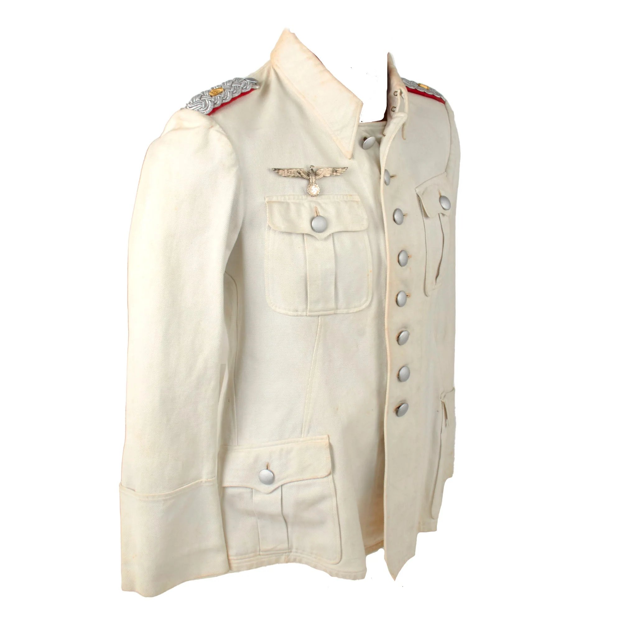 Original German WWII Heer Army 4th Artillery Major Officer Summer White Uniform Tunic — image 9