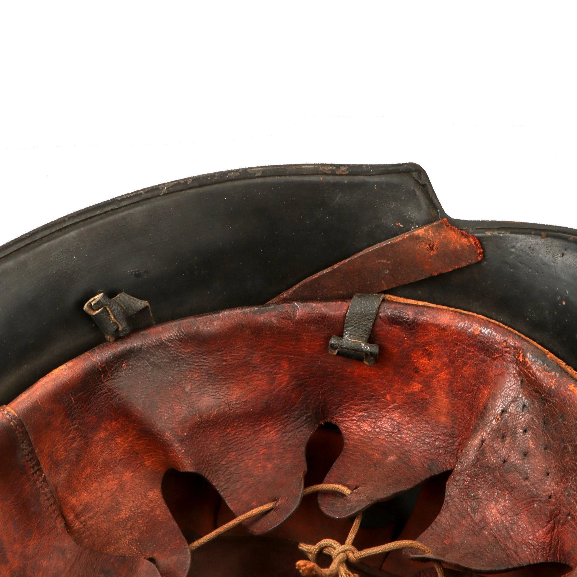 Original German Pre-WWII M34 Square Dip First Pattern Fire Protection Police Helmet with Double Decals - Removed Comb — image 15