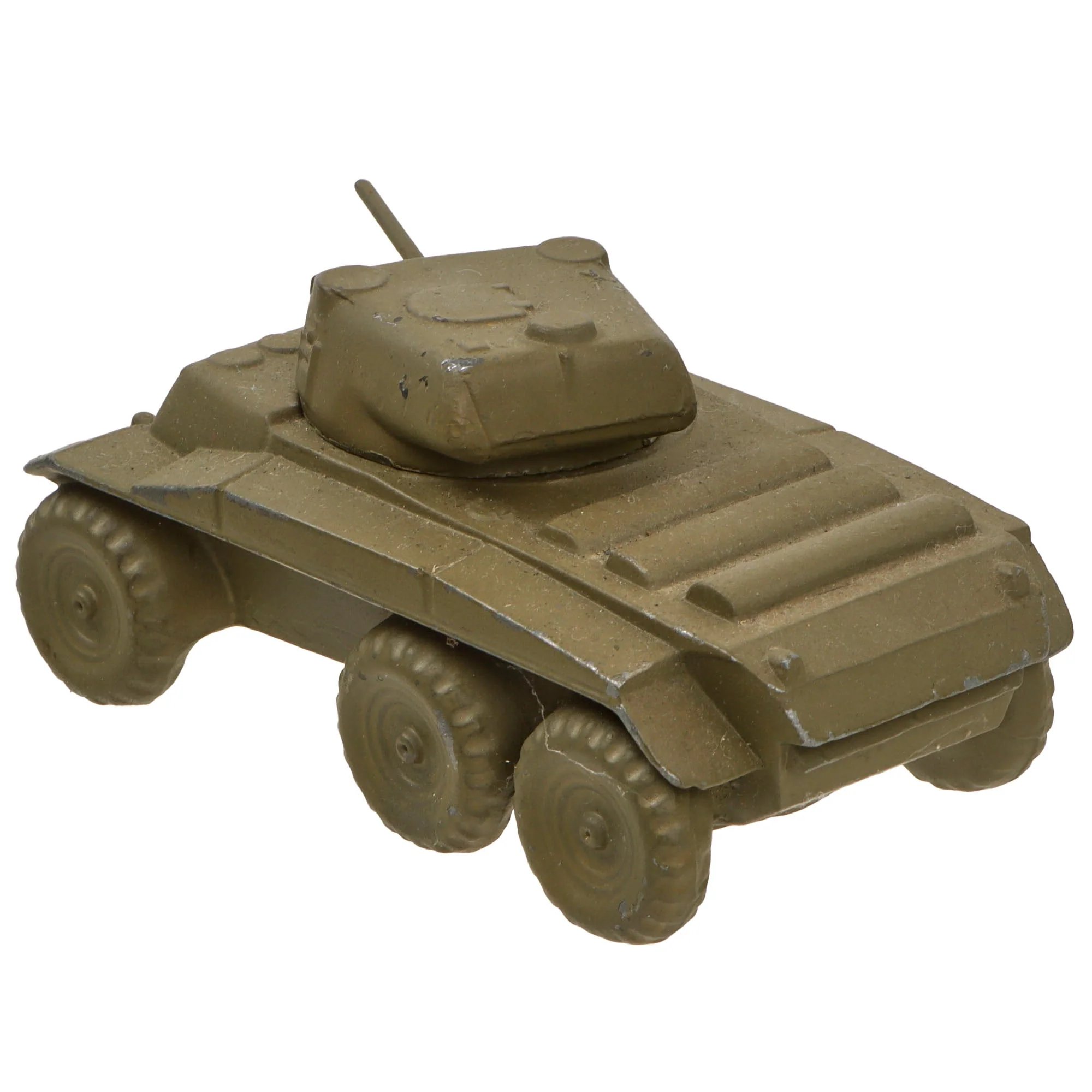 Original U.S. WWII Vehicle Identification Model Set with T17 Deerhound Armored Car, M4 Sherman Tank, and Damaged German Tank Repainted with Decals — image 2