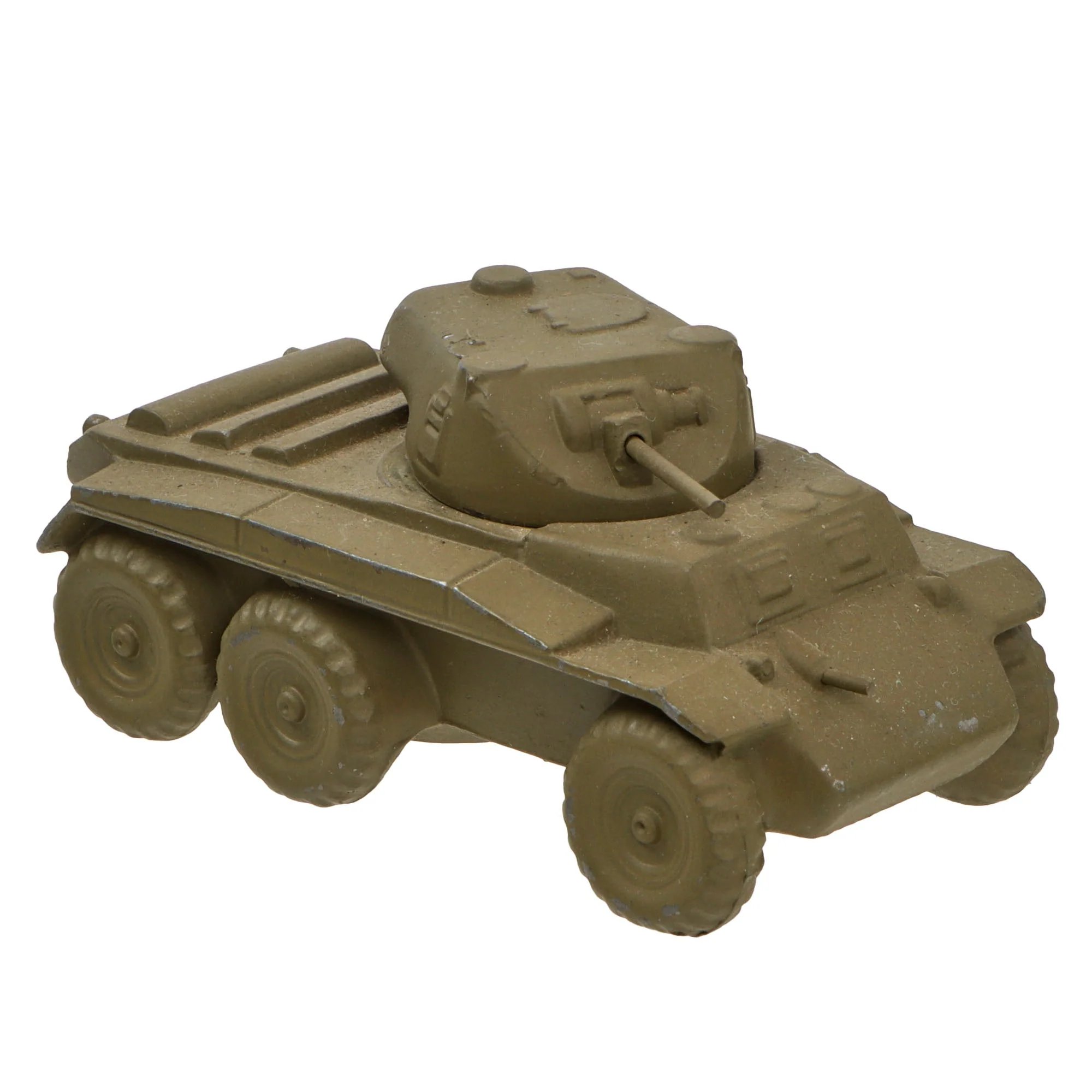 Original U.S. WWII Vehicle Identification Model Set with T17 Deerhound Armored Car, M4 Sherman Tank, and Damaged German Tank Repainted with Decals — image 3