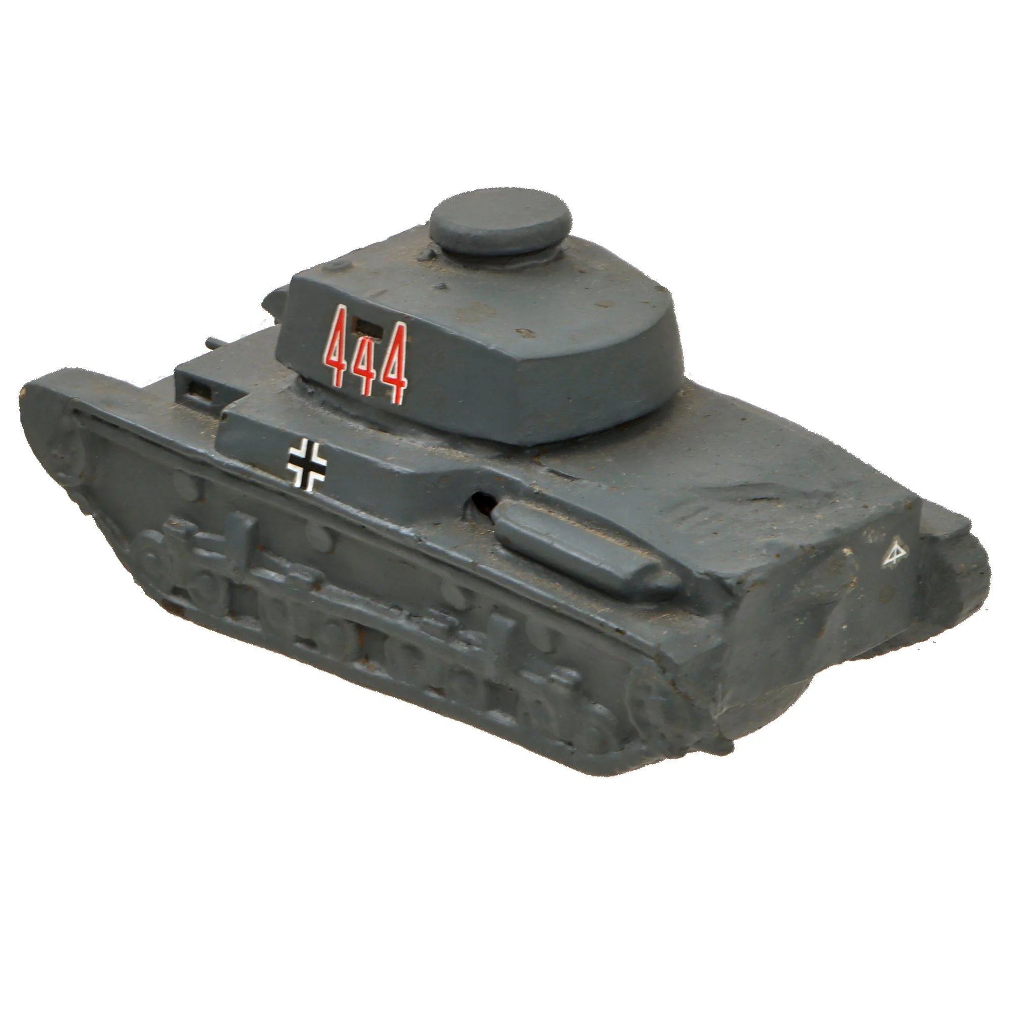 Original U.S. WWII Vehicle Identification Model Set with T17 Deerhound Armored Car, M4 Sherman Tank, and Damaged German Tank Repainted with Decals — image 5