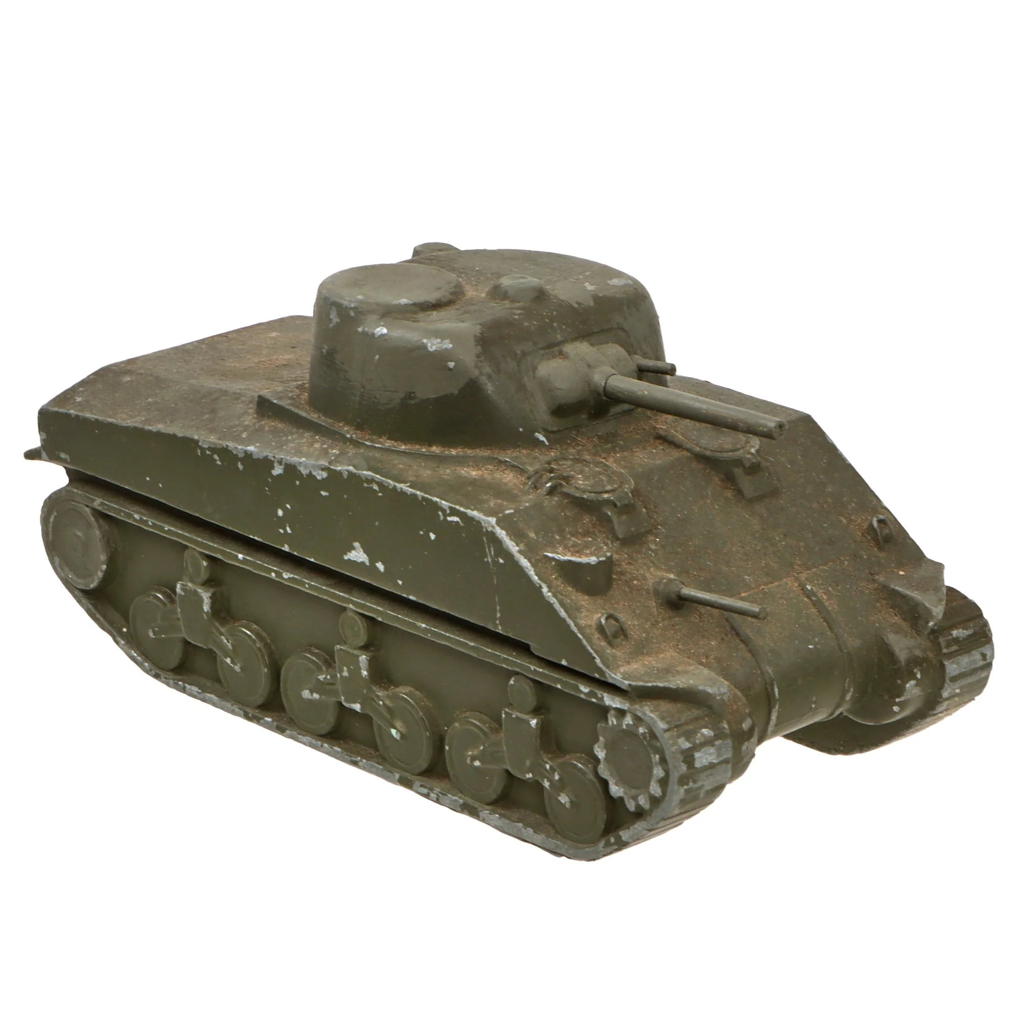 Original U.S. WWII Vehicle Identification Model Set with T17 Deerhound Armored Car, M4 Sherman Tank, and Damaged German Tank Repainted with Decals — image 7