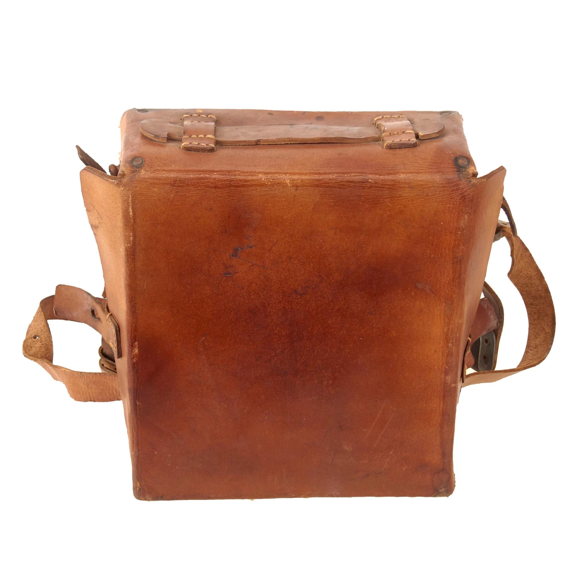 Original German WWII Large Pattern Field Medic Leather Case by E.G. Leuner GmbH with Shoulder Strap - Dated 1944 — image 2