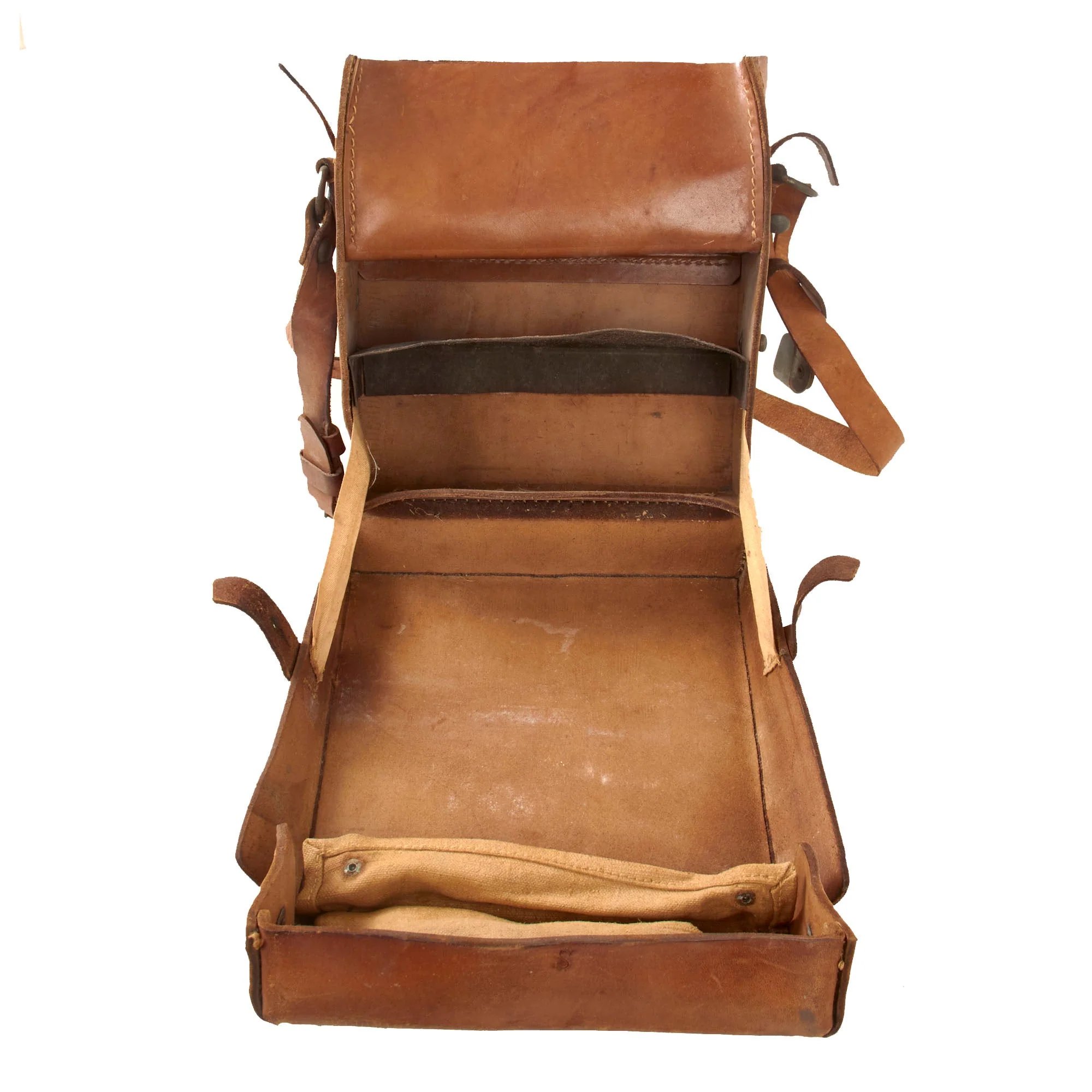 Original German WWII Large Pattern Field Medic Leather Case by E.G. Leuner GmbH with Shoulder Strap - Dated 1944 — image 5