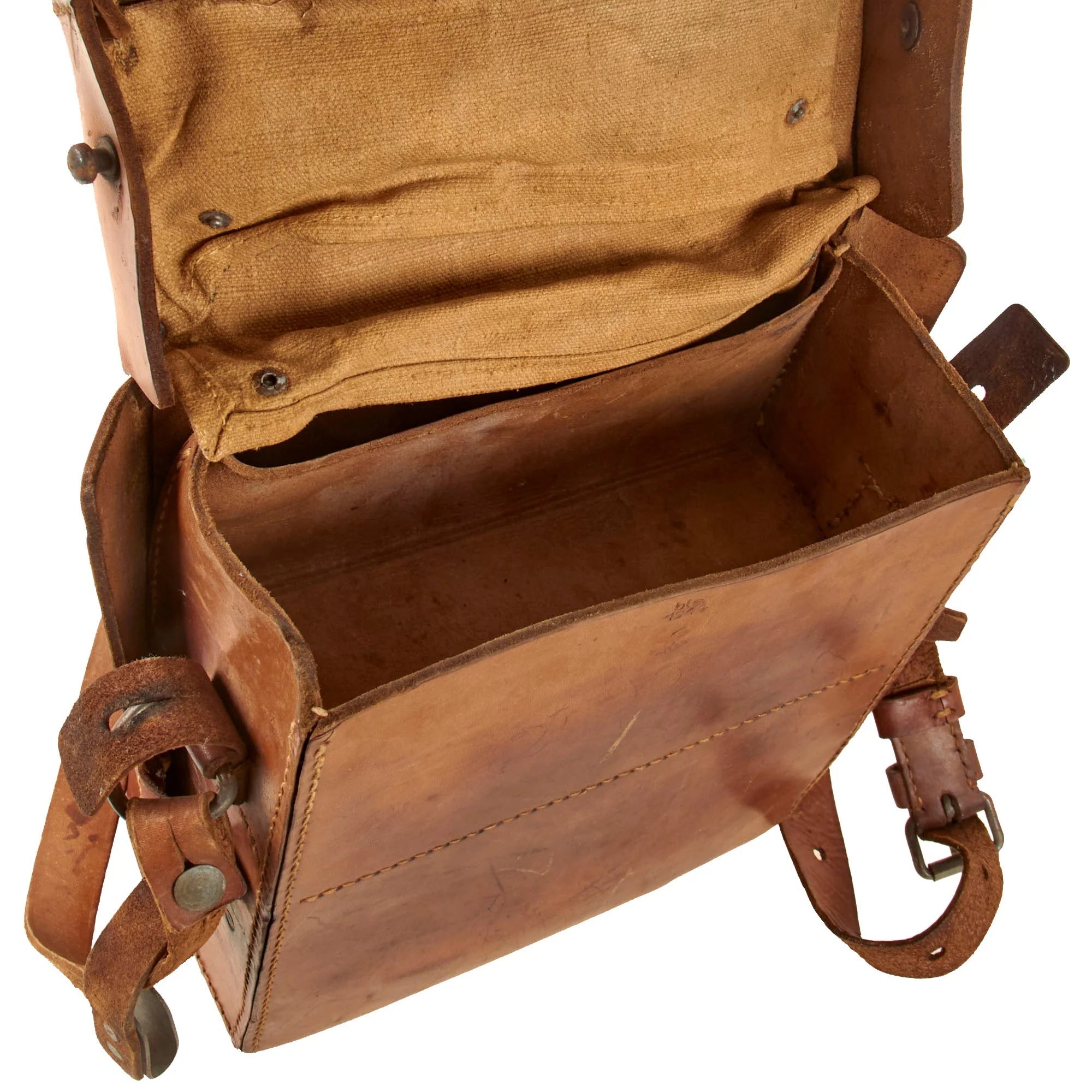 Original German WWII Large Pattern Field Medic Leather Case by E.G. Leuner GmbH with Shoulder Strap - Dated 1944 — image 7