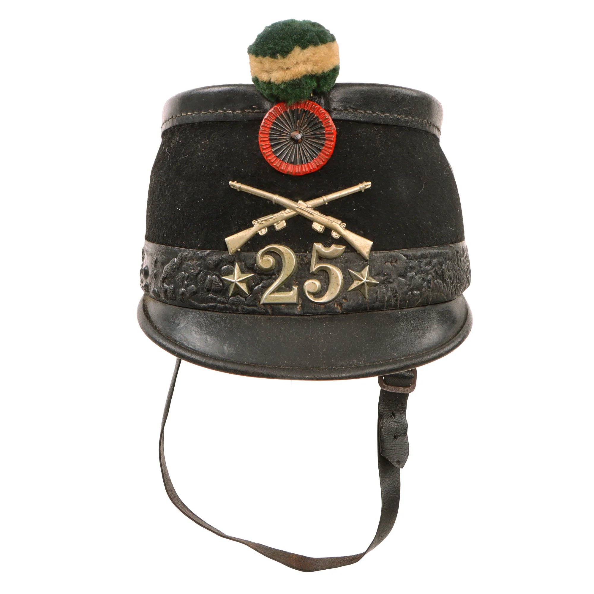 Original Swiss WWI Shako Helmet Marked to the 25th Infantry Battalion with Tuft & Cockade — image 14