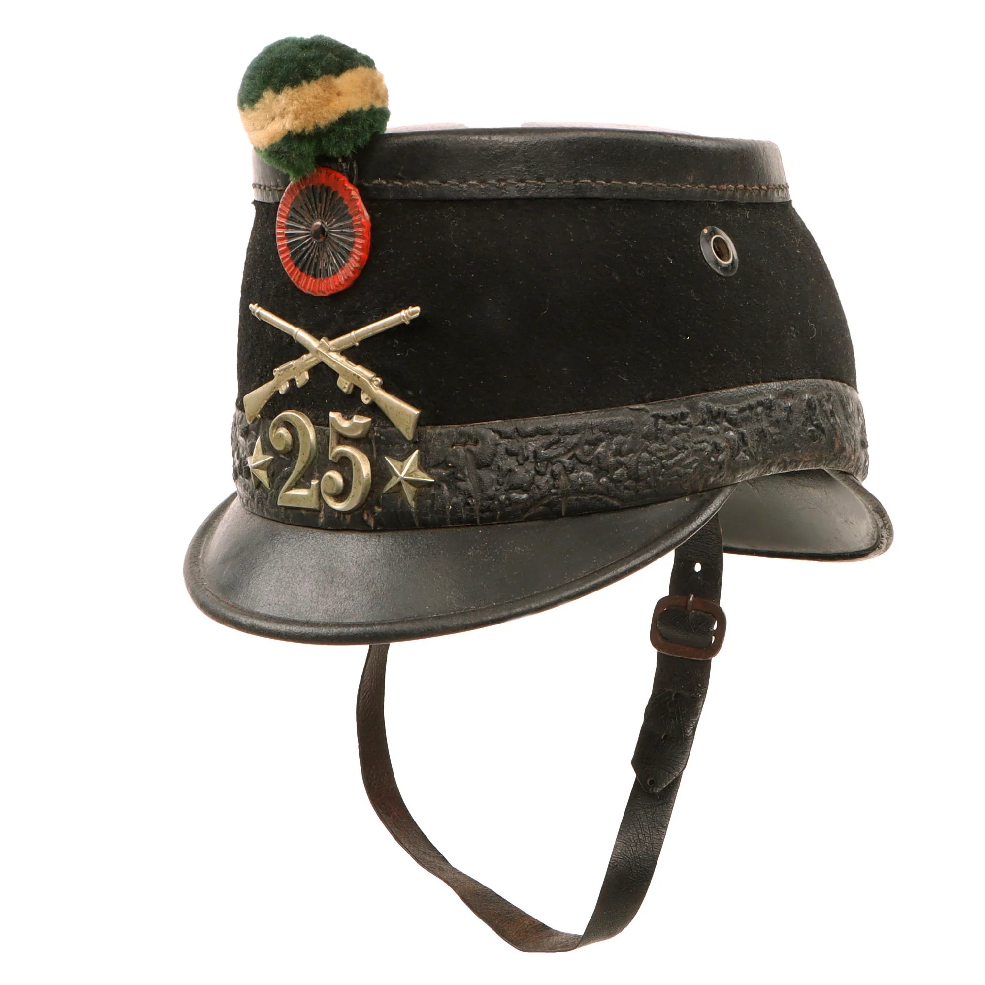 Original Swiss WWI Shako Helmet Marked to the 25th Infantry Battalion with Tuft & Cockade — image 2