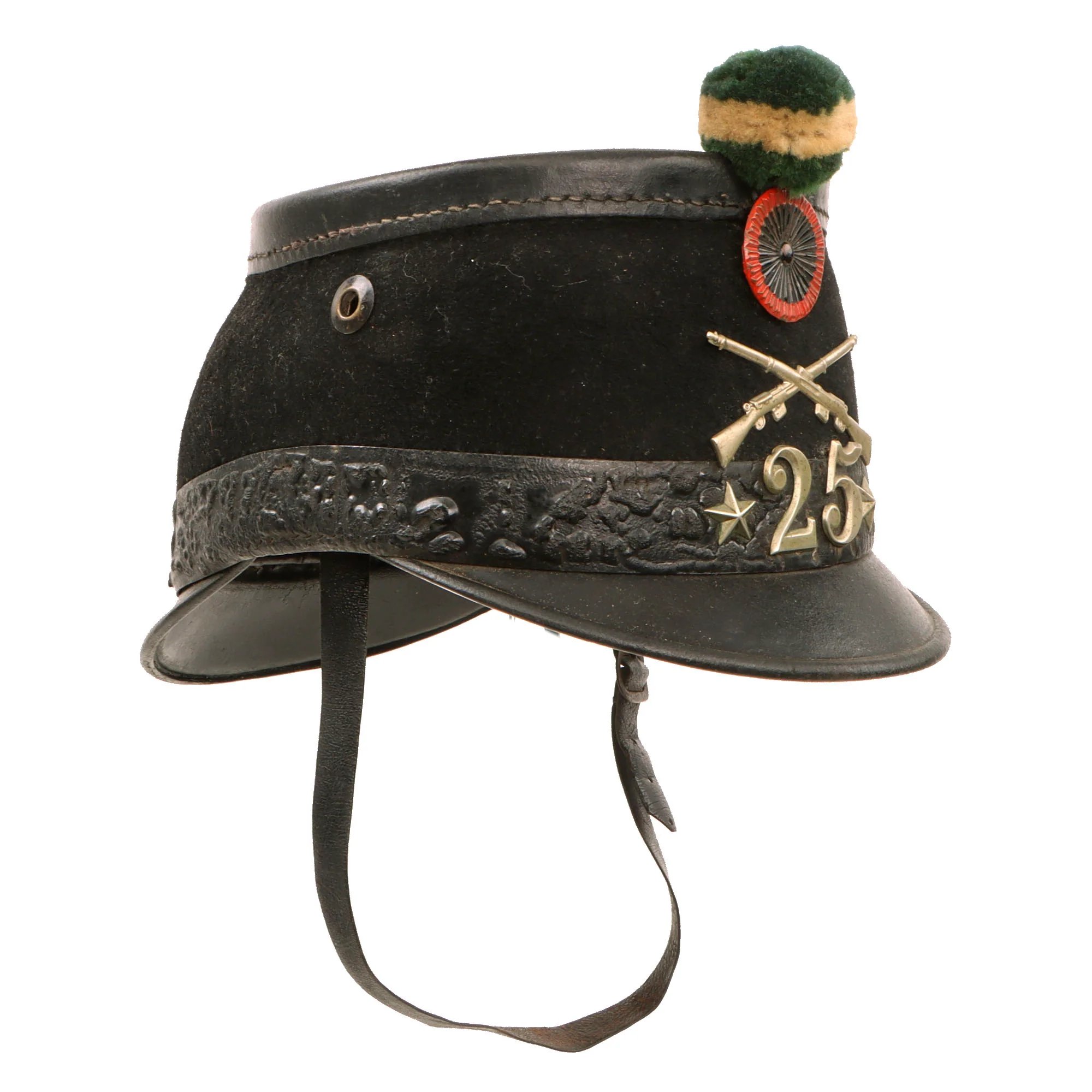 Original Swiss WWI Shako Helmet Marked to the 25th Infantry Battalion with Tuft & Cockade — image 3
