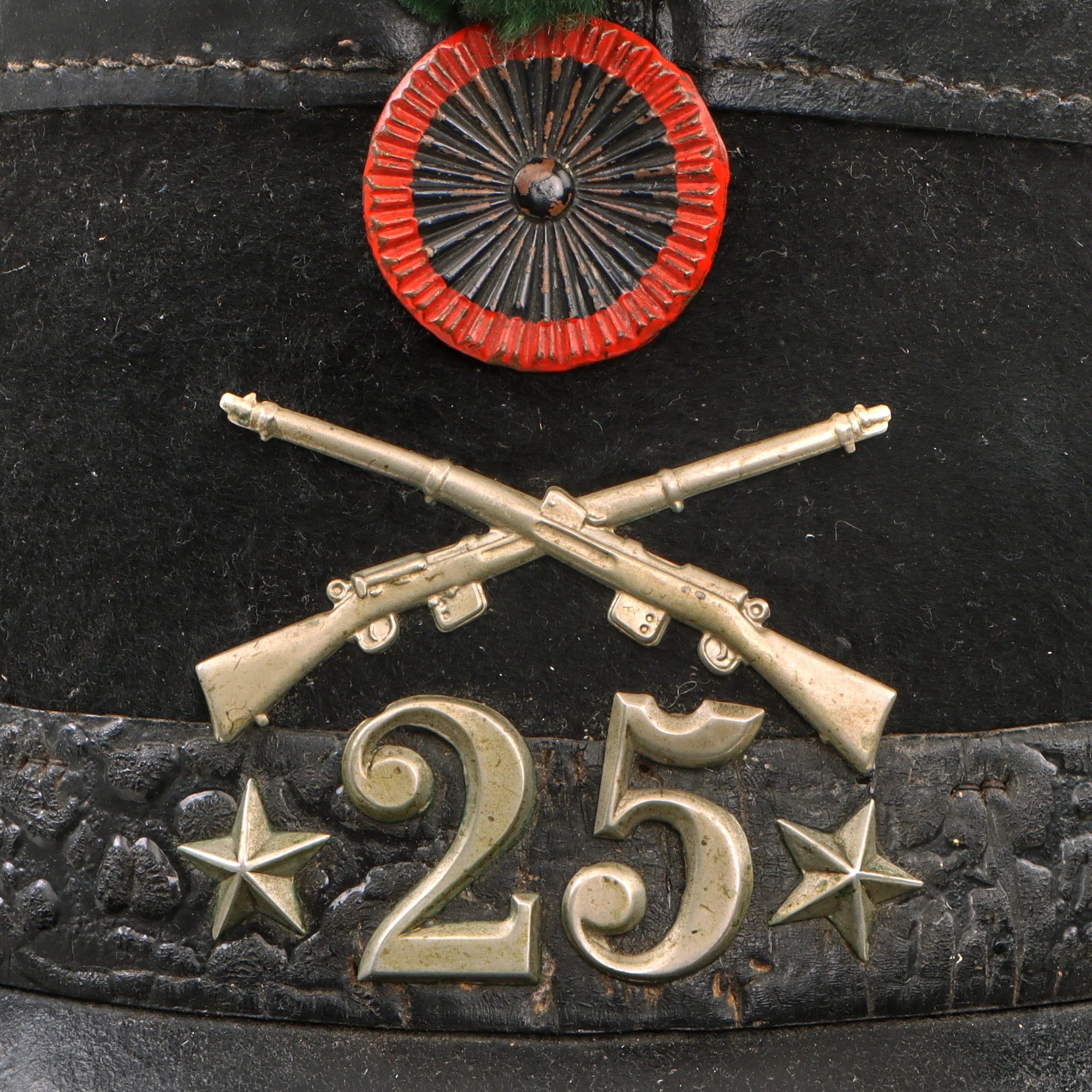 Original Swiss WWI Shako Helmet Marked to the 25th Infantry Battalion with Tuft & Cockade — image 4