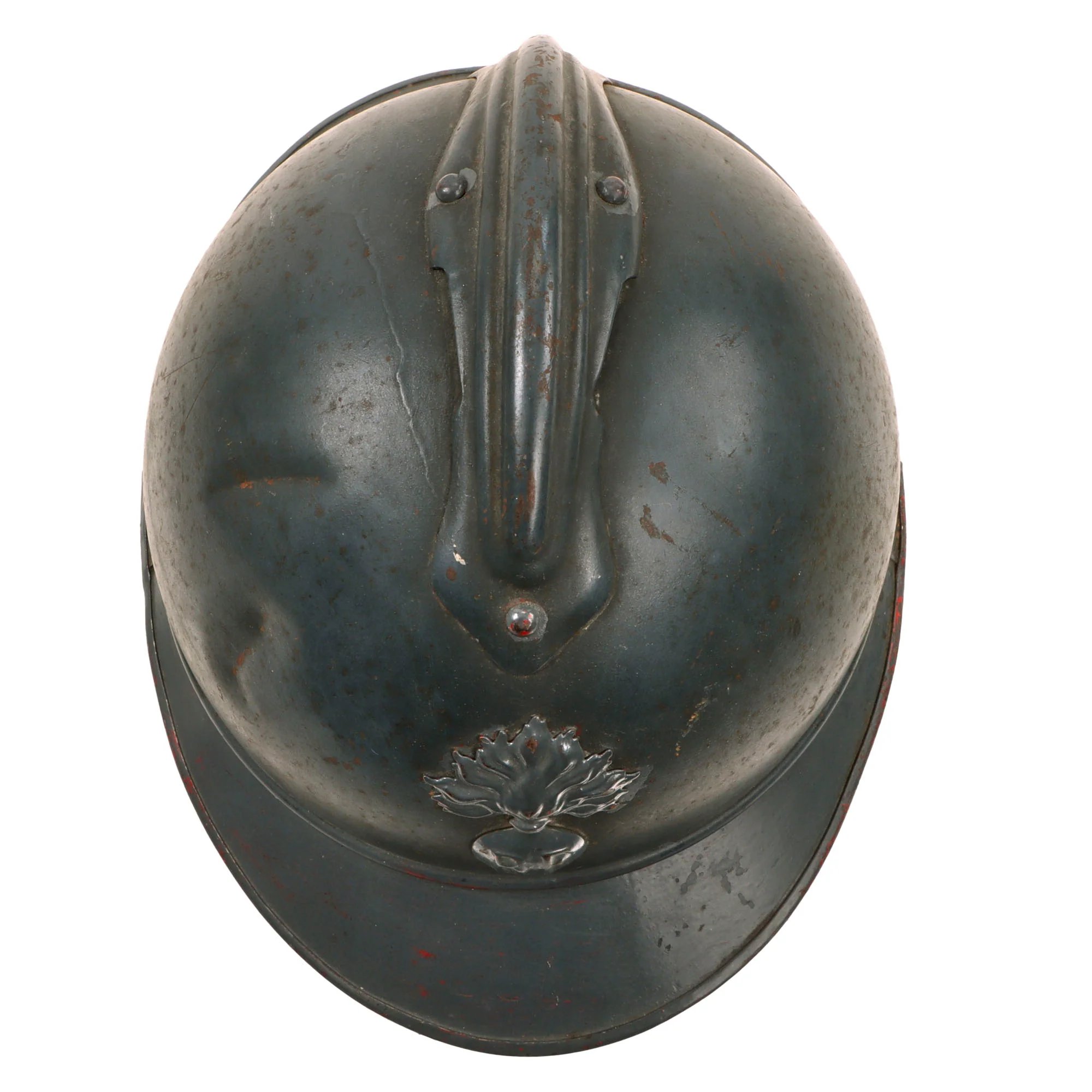 Original French WWI Issue Model 1915 Infantry Adrian Helmet in Horizon Blue with Liner & Chinstrap — image 10