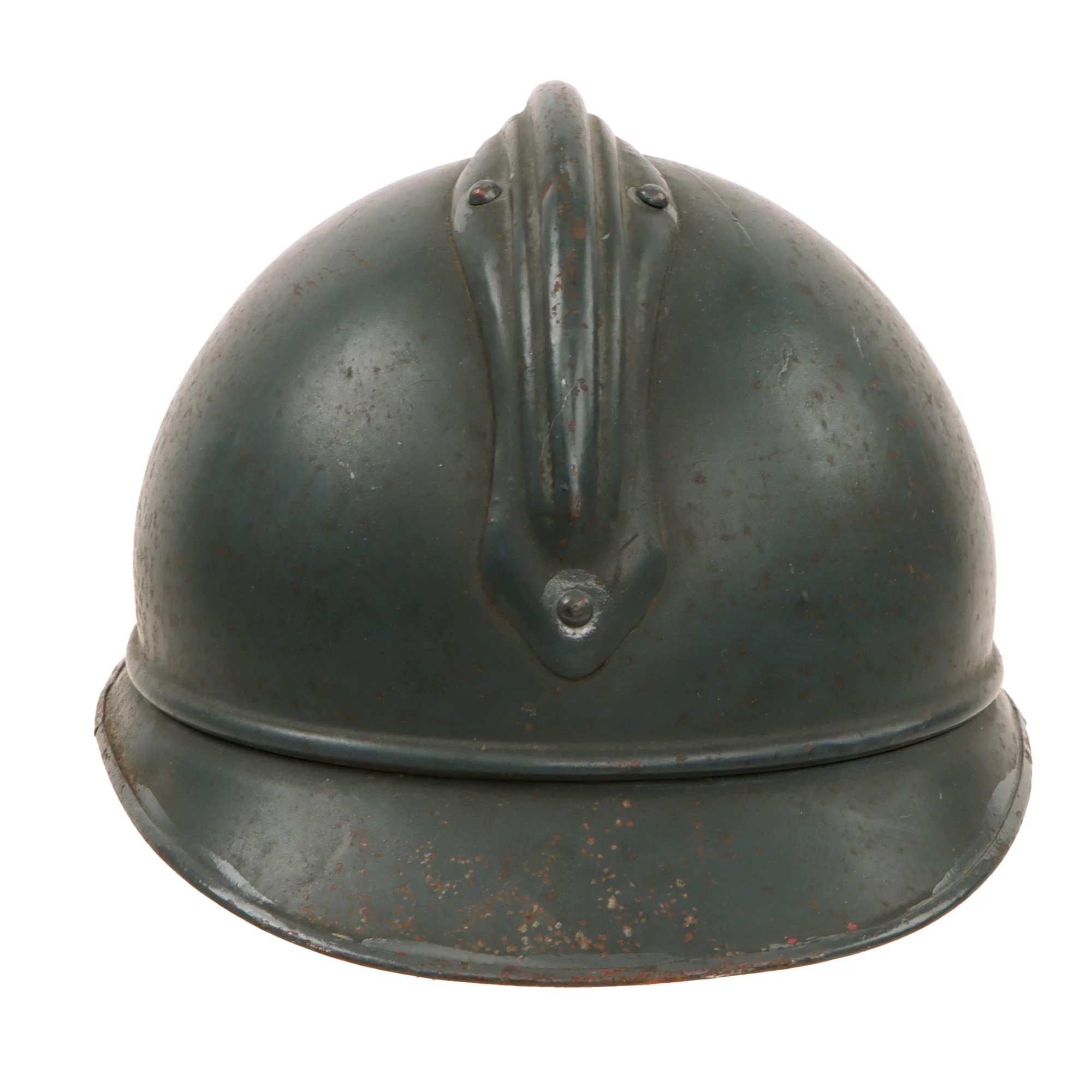 Original French WWI Issue Model 1915 Infantry Adrian Helmet in Horizon Blue with Liner & Chinstrap — image 13