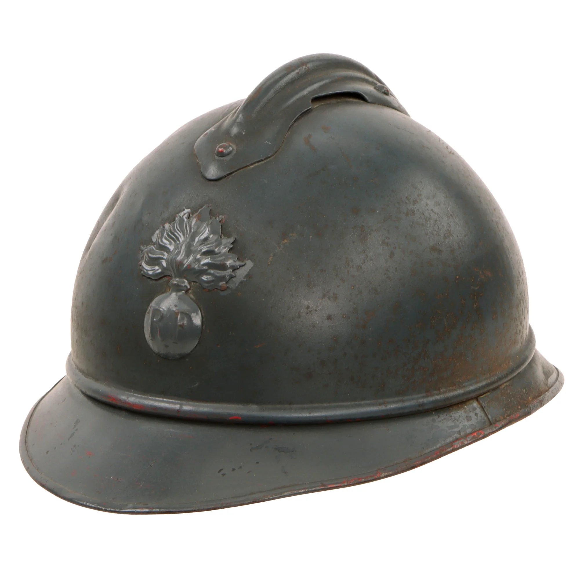 Original French WWI Issue Model 1915 Infantry Adrian Helmet in Horizon Blue with Liner & Chinstrap — image 2
