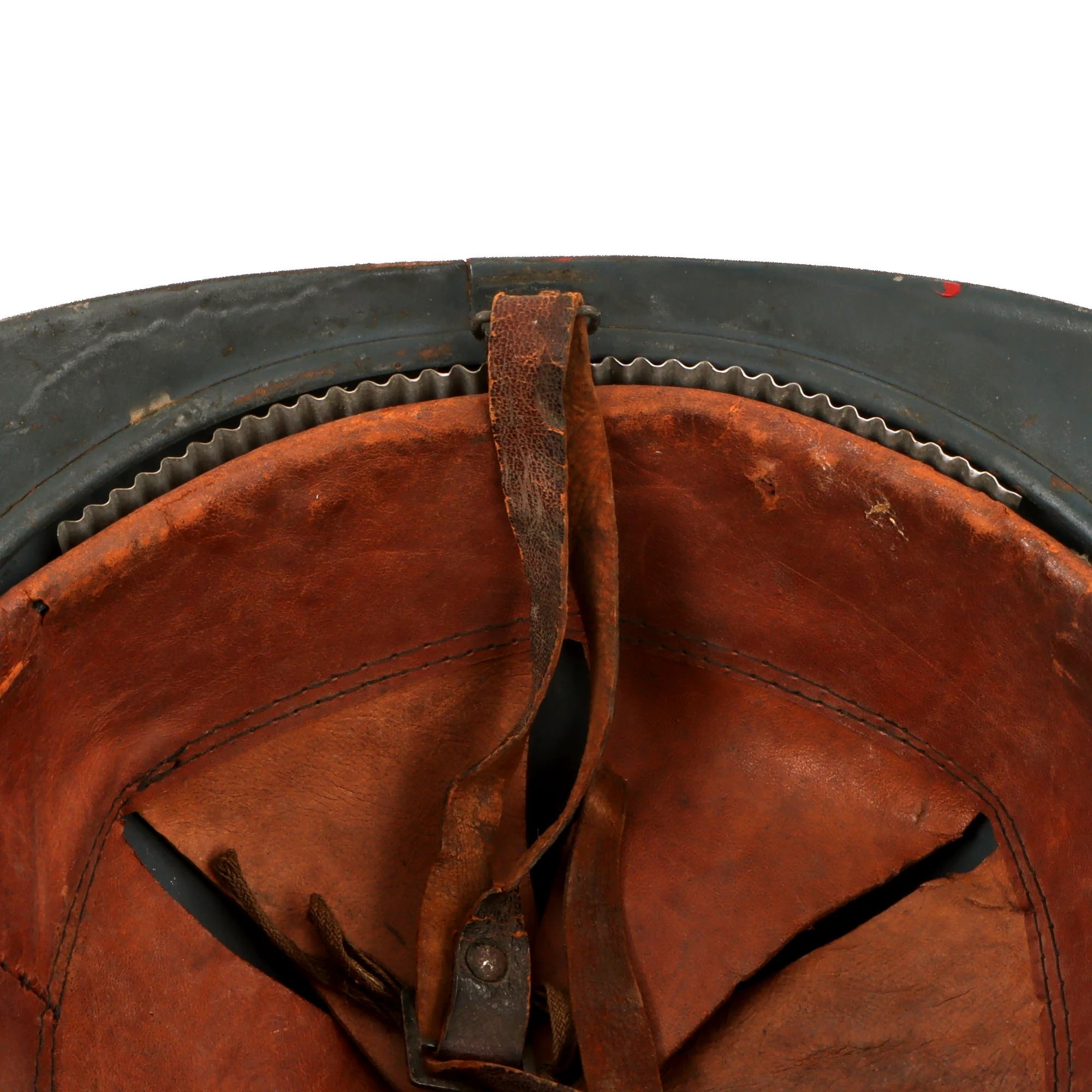 Original French WWI Issue Model 1915 Infantry Adrian Helmet in Horizon Blue with Liner & Chinstrap — image 7