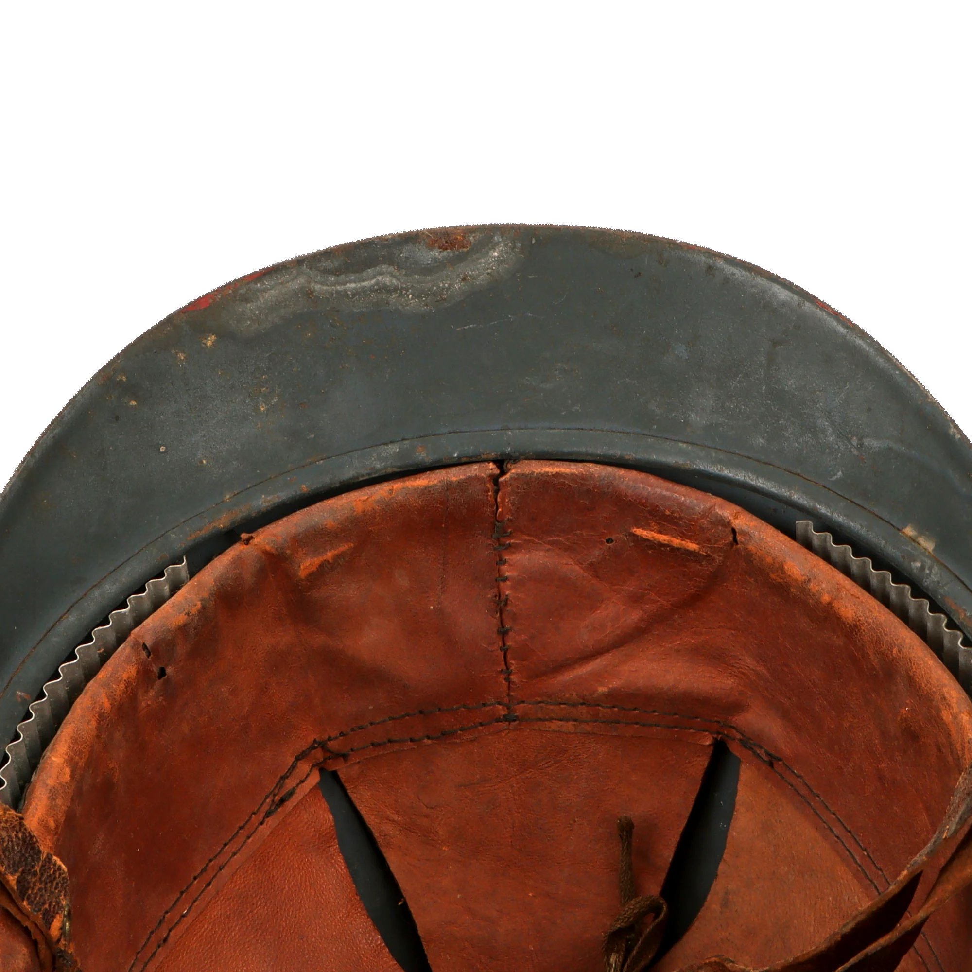 Original French WWI Issue Model 1915 Infantry Adrian Helmet in Horizon Blue with Liner & Chinstrap — image 8
