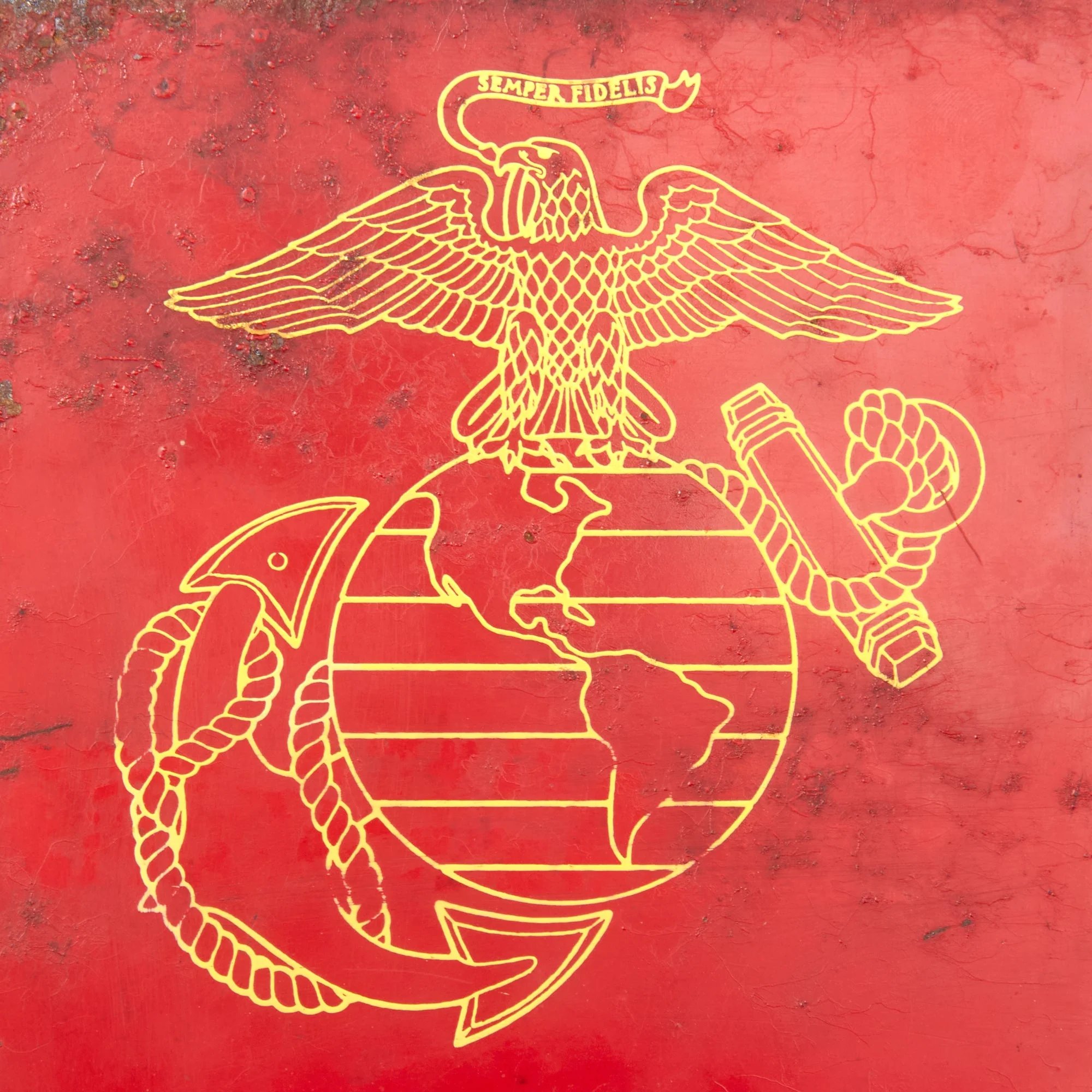 Original U.S. WWII / Korean War Era USMC Marine Corps Recruitment Office Sign - Painted Steel - 6 ½ x 22' — image 2