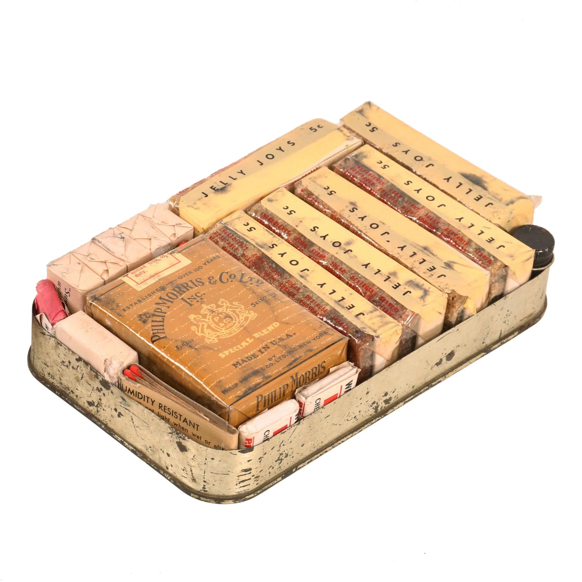 Original U.S. Korean War Era Food Packet Survival ST-1 Tin Open with Contents — image 3