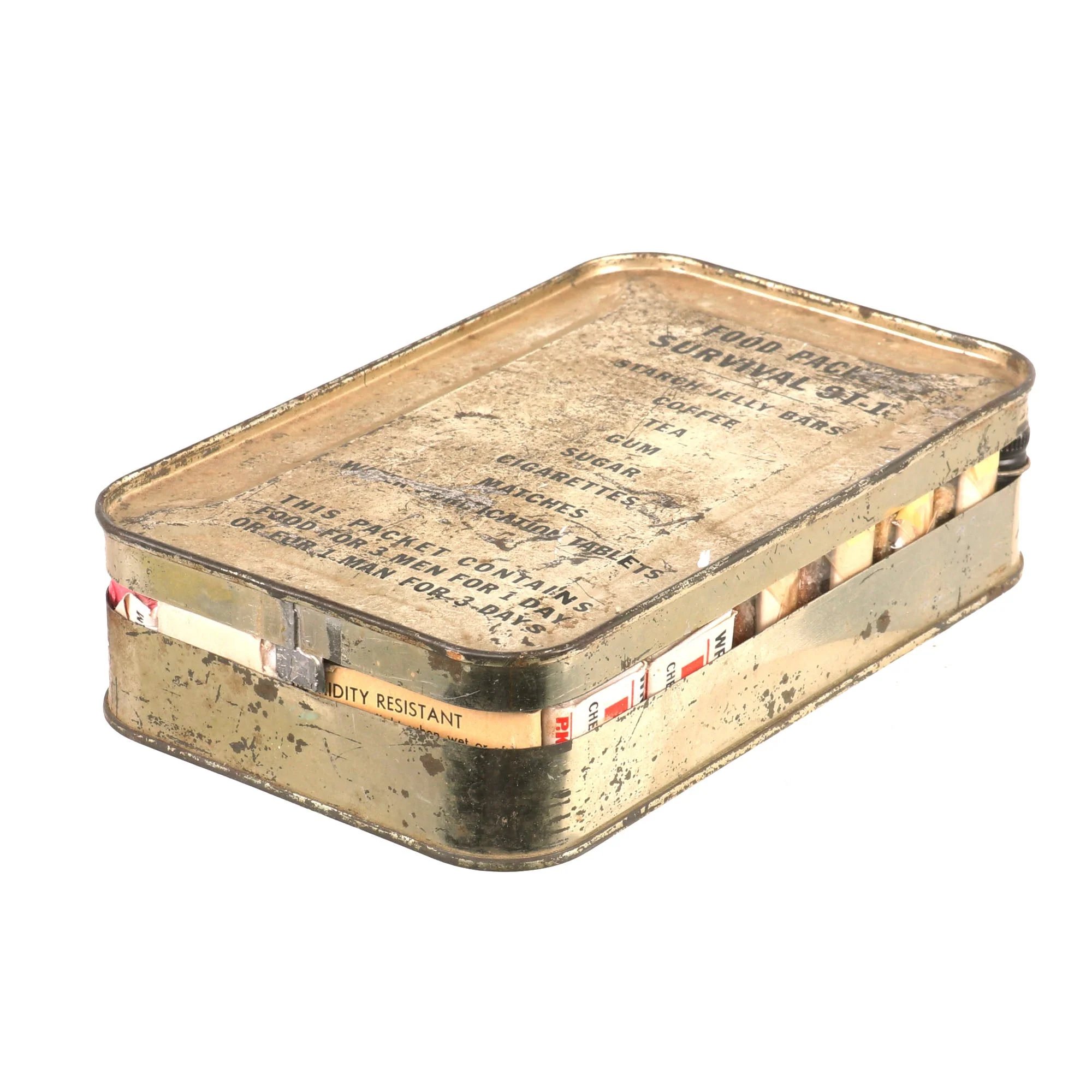 Original U.S. Korean War Era Food Packet Survival ST-1 Tin Open with Contents — image 9