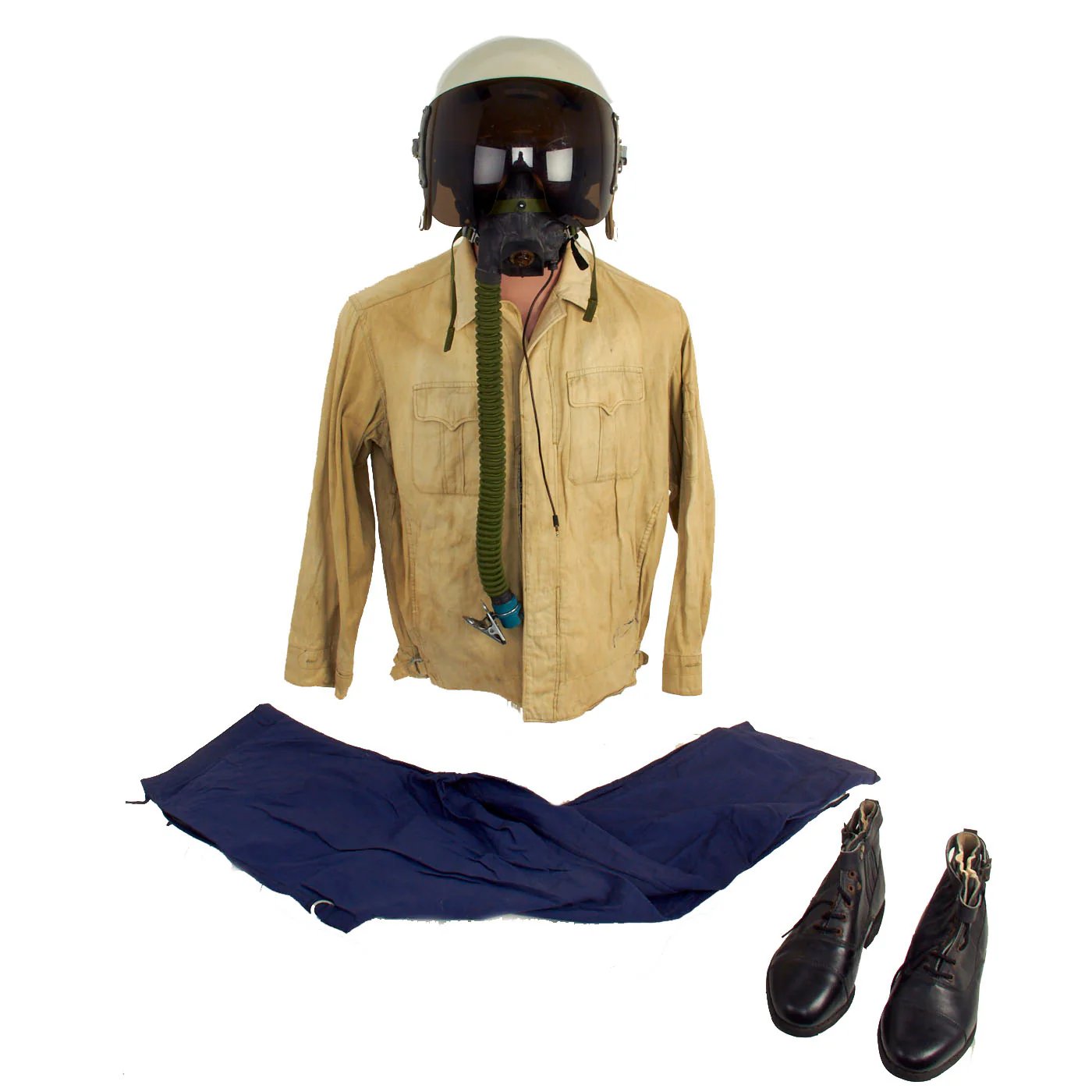 Original Vietnam War Vietnam People's Air Force Uniform Set With Helmet, Oxygen Mask, Boots and Photo - 7 Items — image 9