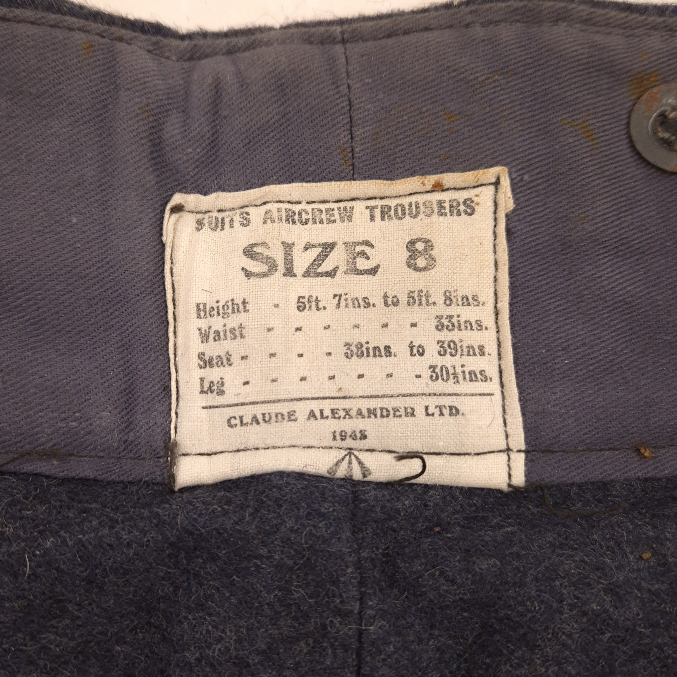 RAF Suits Aircrew Trousers – Dated 1943 — image 2