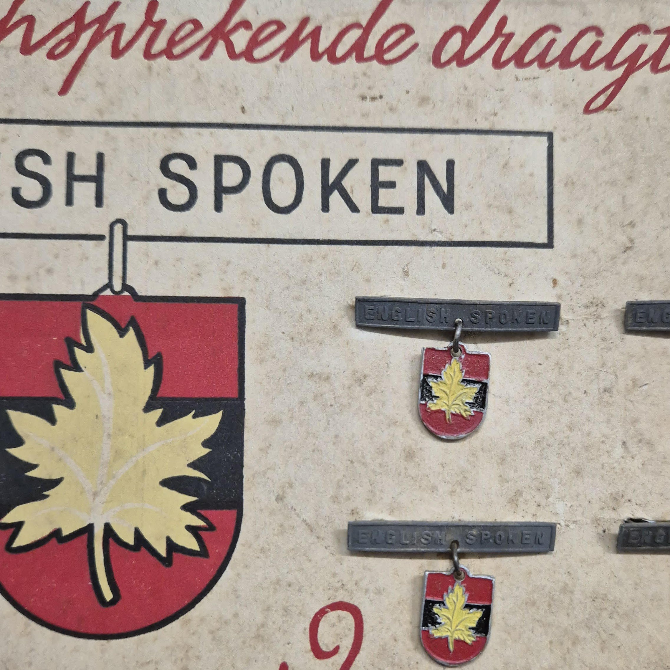 Set of twelve 'English Spoken' interpreter pins (Dutch civilian issue, Canadian Army) — image 2