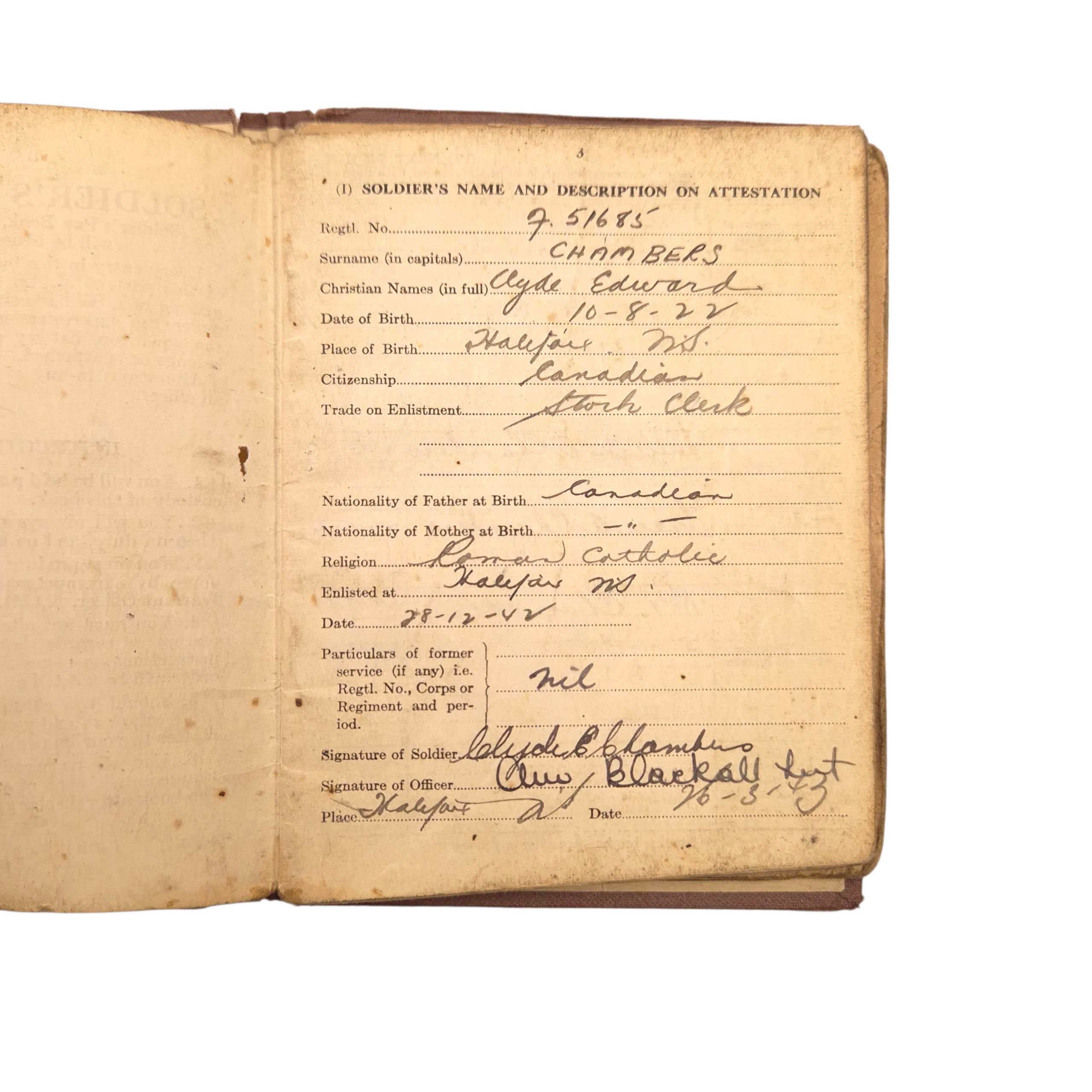 RCOC Grouping – Named to L/Cpl. Clyde Edward CHAMBERS (F-51685) — image 30