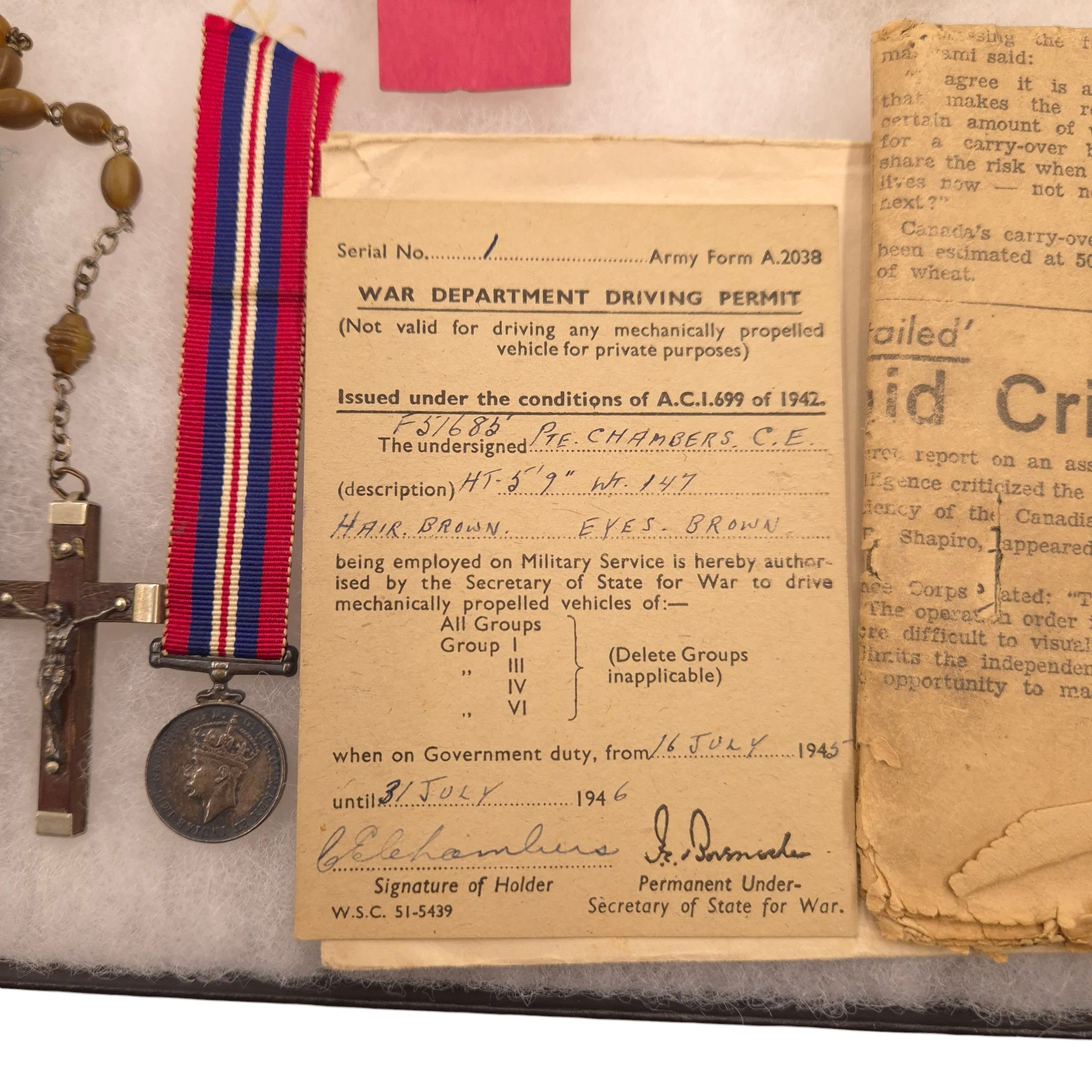 RCOC Grouping – Named to L/Cpl. Clyde Edward CHAMBERS (F-51685) — image 33