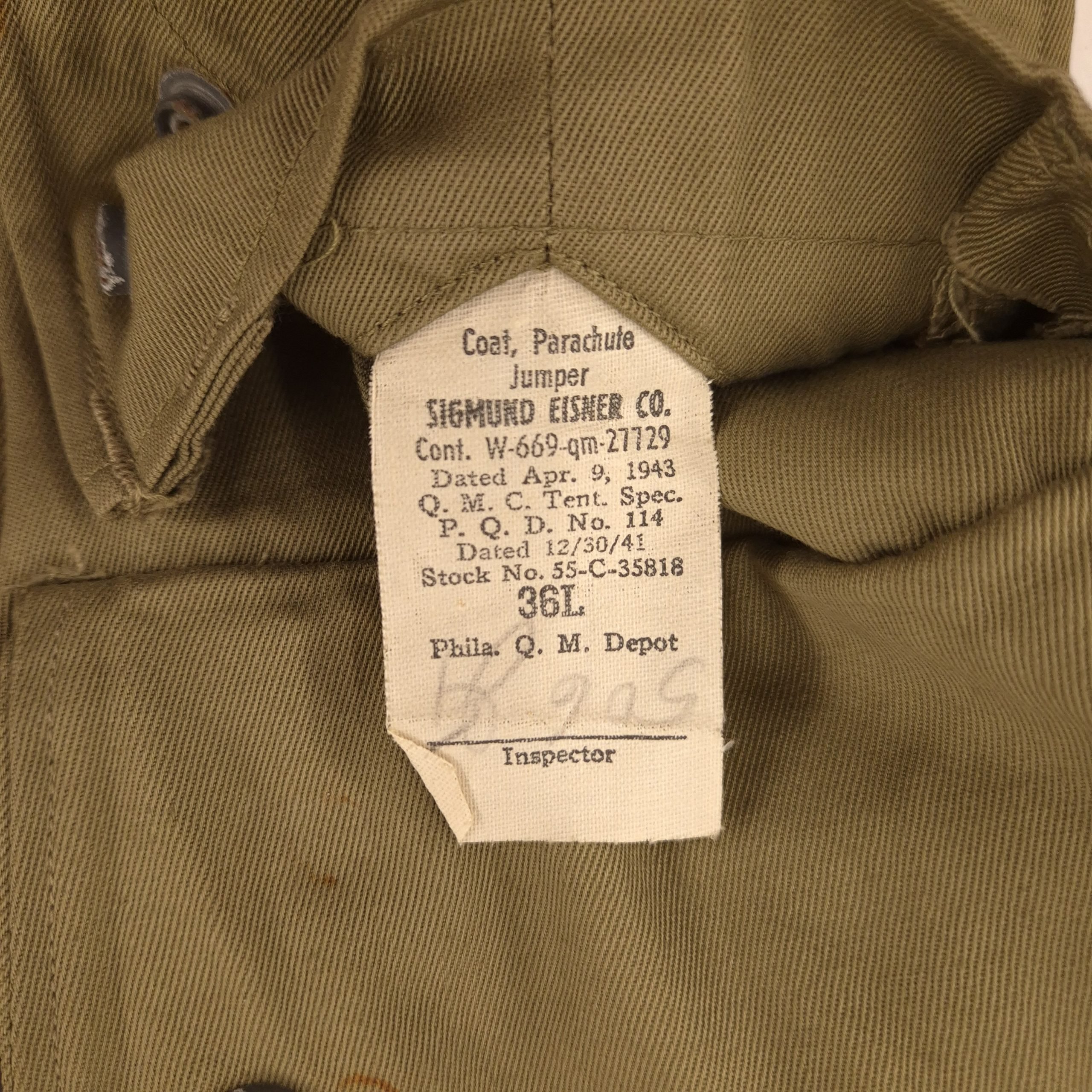 U.S. 'Airborne' M1942 Jump Jacket – Sigmund Eisner 1943 — image 3