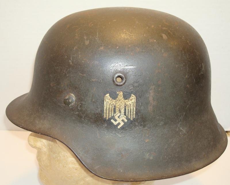 WWII GERMAN M42 SINGLE DECAL VET ART HELMET — image 3