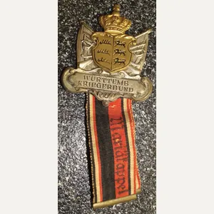 WWI GERMAN Imperial German Württemberg Kriegerbund Veterans Badge