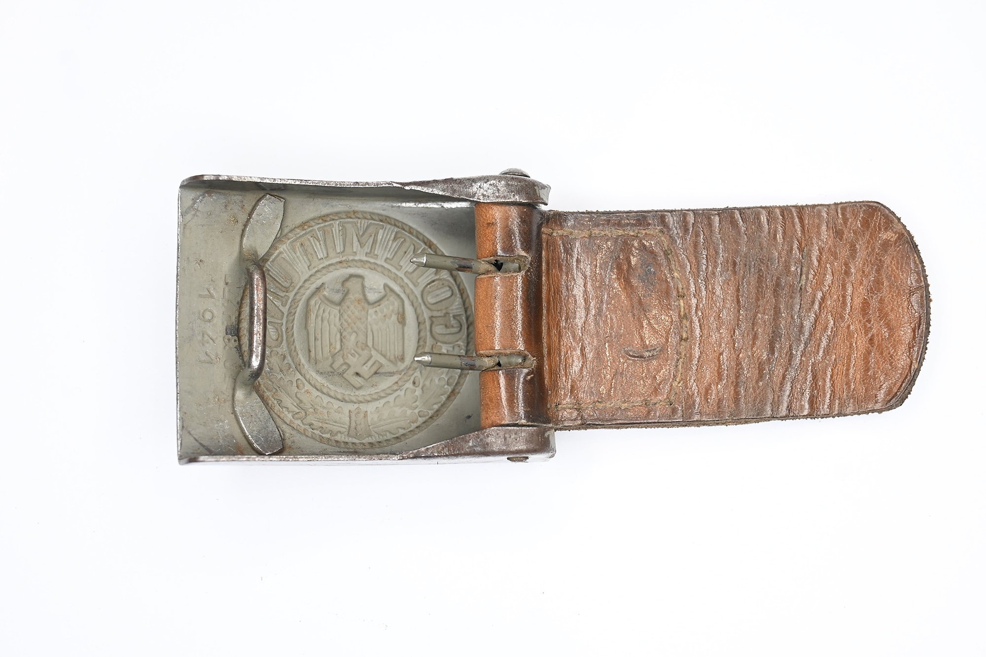 steel Wehrmacht lock with leather tab — image 2