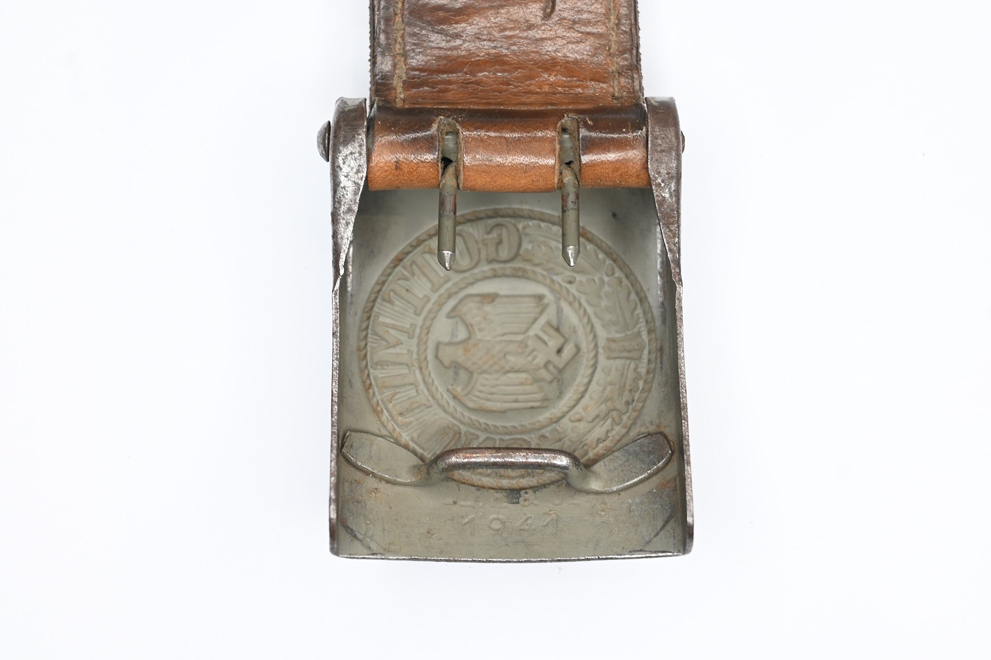 steel Wehrmacht lock with leather tab — image 3