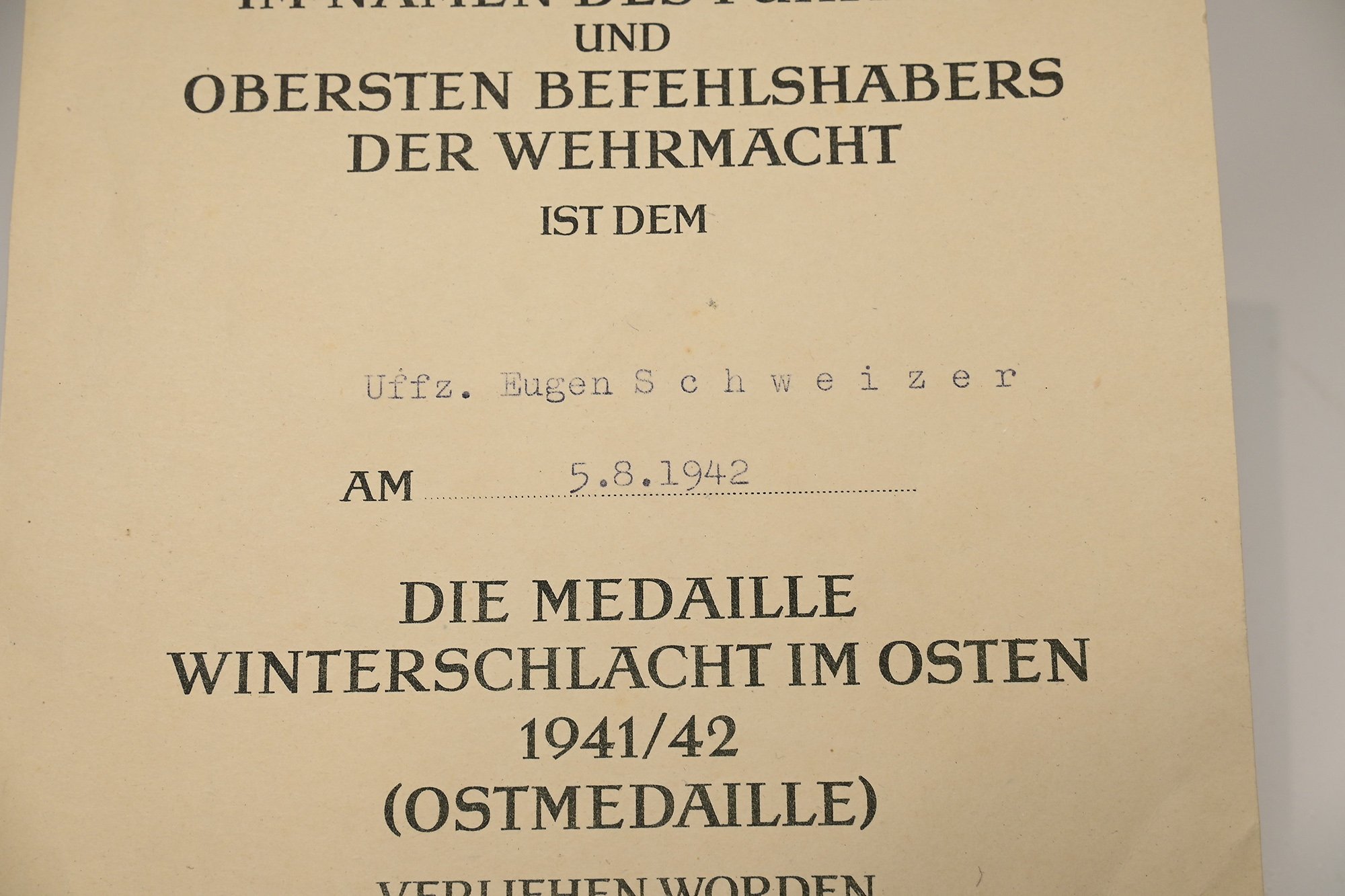 East medal certificate — image 2