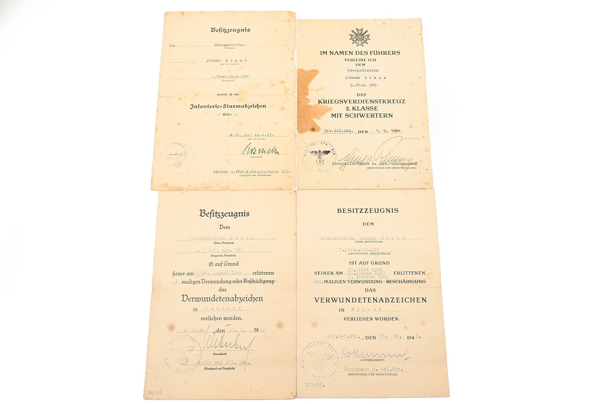 lot of charters Johann Kraus