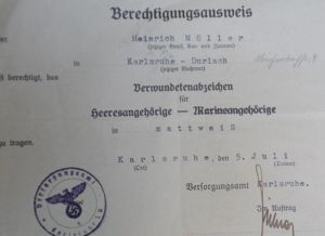 Certificate / document WH (Heer) - Müller