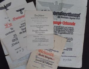 Neat and unusually seen 'Hitlerjugend' award-document-grouping - Hinze