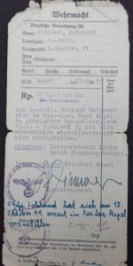 Medical ordinance Kampfgeschwader VI - Wesel - Johland