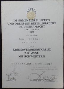 Single award-document for a: 'Reichsbahn Gehilfe' - Ohlinger