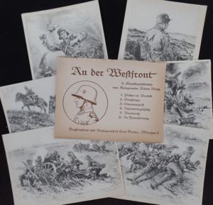 Postcard folder 'An der Westfront' Reichswehr-period.