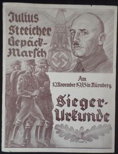 'Sieger-Urkunde' - 'Julius Streicher Gepäck-Marsch' - 1935 - Diemer
