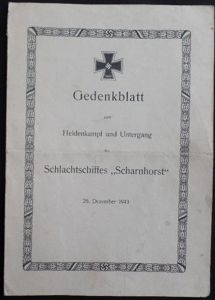 Gedenkblatt Schlachtschiffes'Scharnhorst' (commemorative brochure)