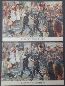 Rare Dutch period postcard entitled: 'W.A.marcheert'