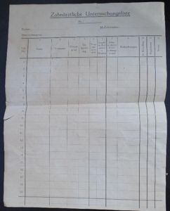 Dental investigation list SS dental station Arnhem