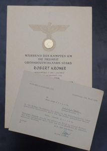 Death-certificate ('Heldentod-Urkunde') - Gren.Rgt.140 / 27. Inf.Div. - Kromer